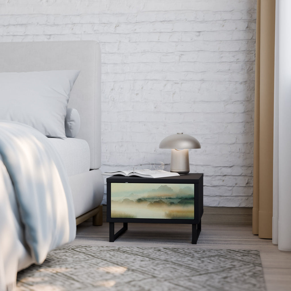 Table de chevet MORNING BY THE LAKE en finition noire