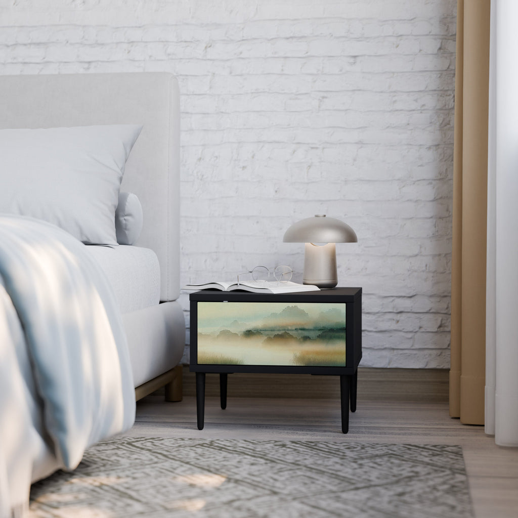 Table de chevet MORNING BY THE LAKE en finition noire