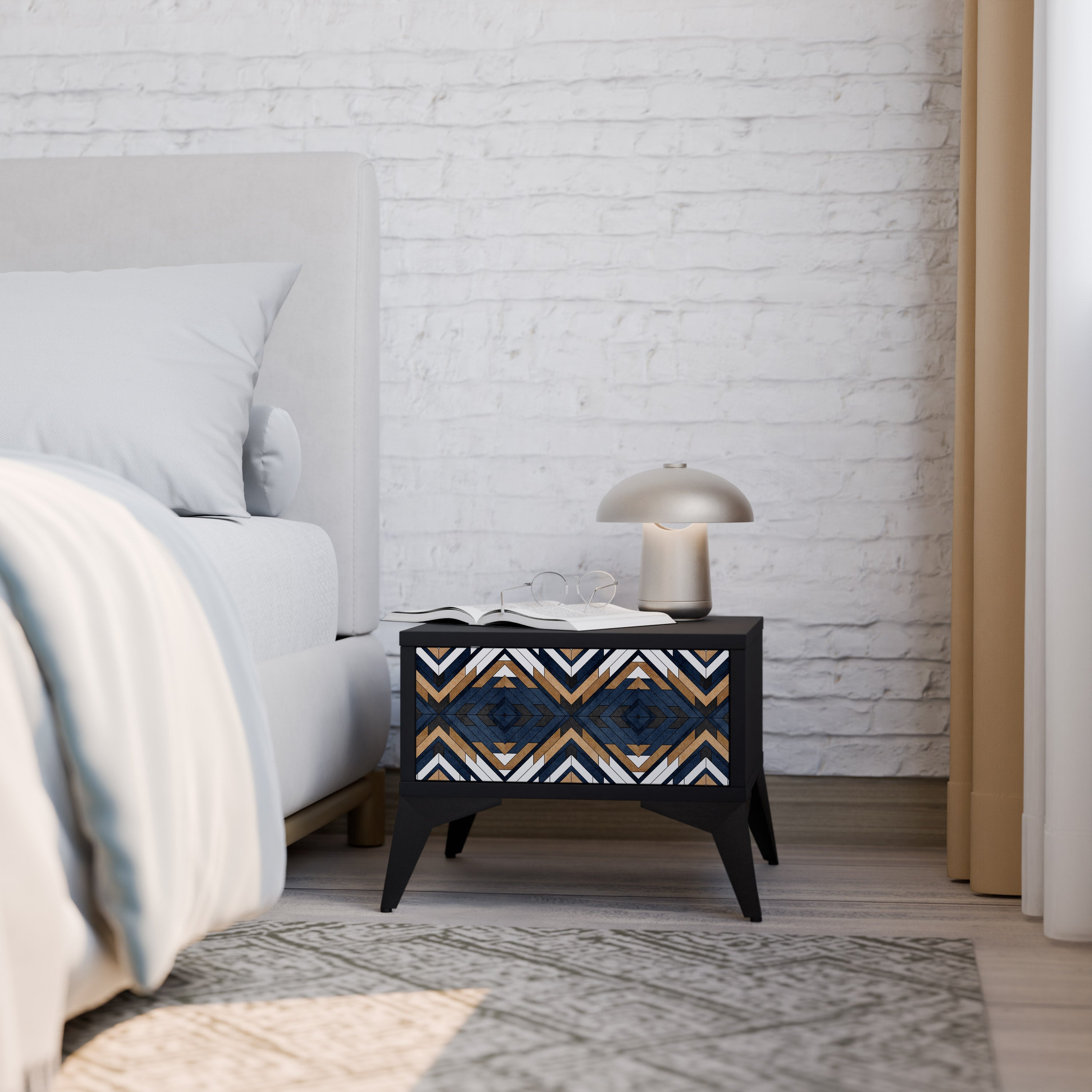 Table de chevet ARTFUL GEOMETRY en finition noire