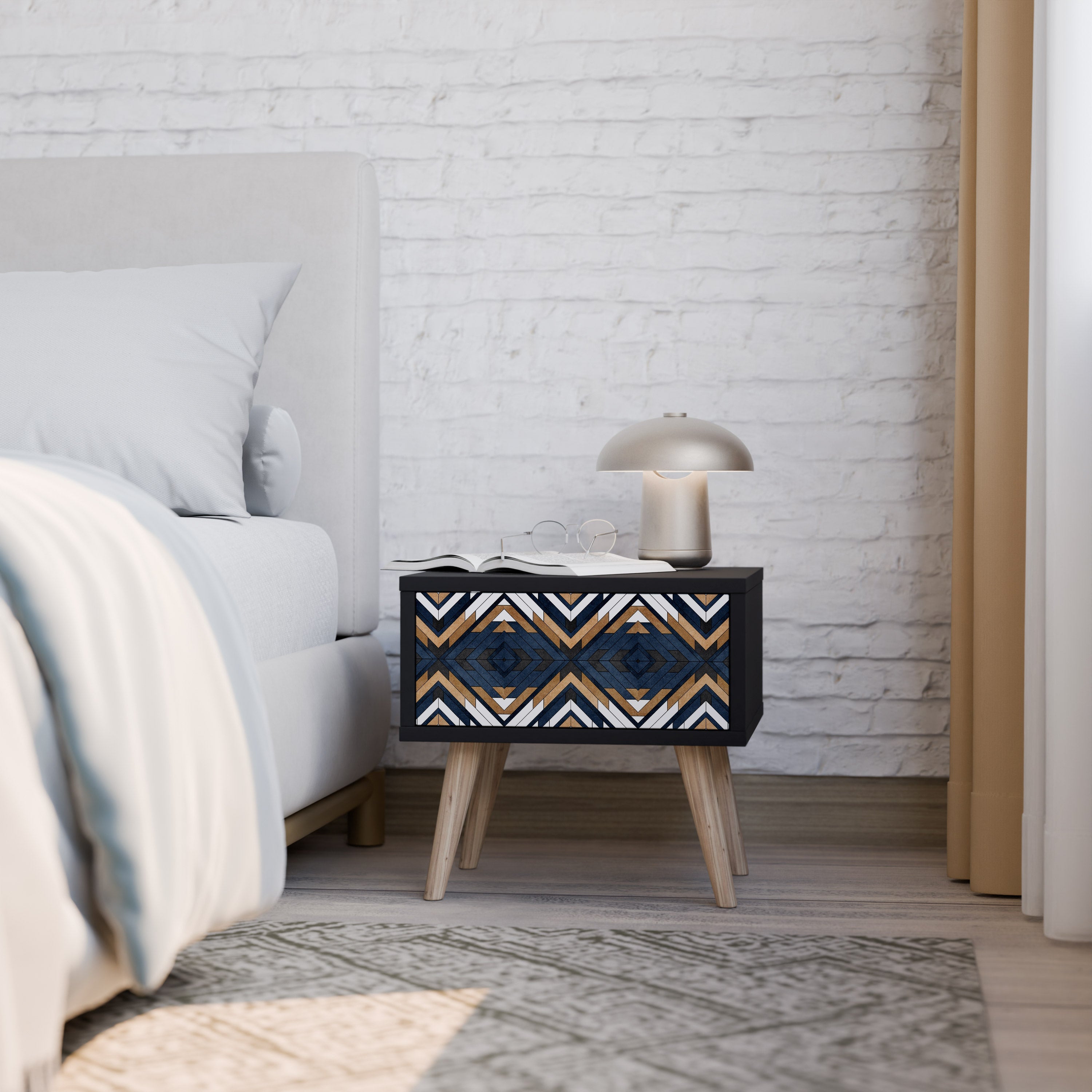 Table de chevet ARTFUL GEOMETRY en finition noire