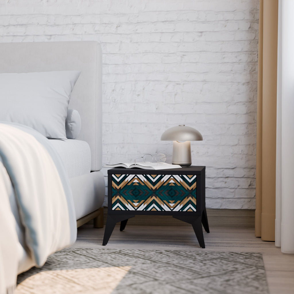 Table de chevet ARTISTIC GEOMETRY en finition noire