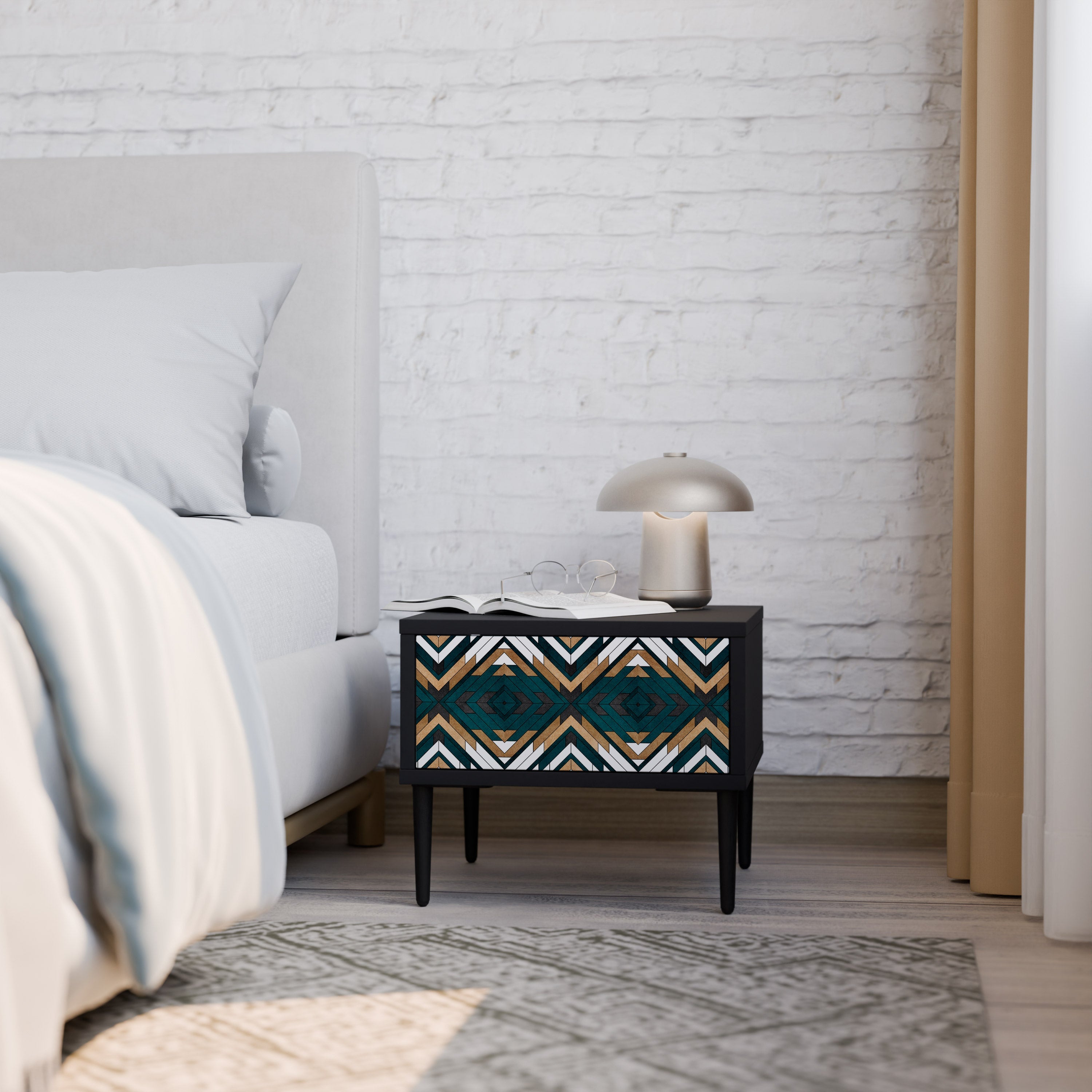 Table de chevet ARTISTIC GEOMETRY en finition noire