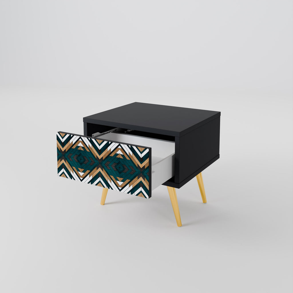 Table de chevet ARTISTIC GEOMETRY en finition noire