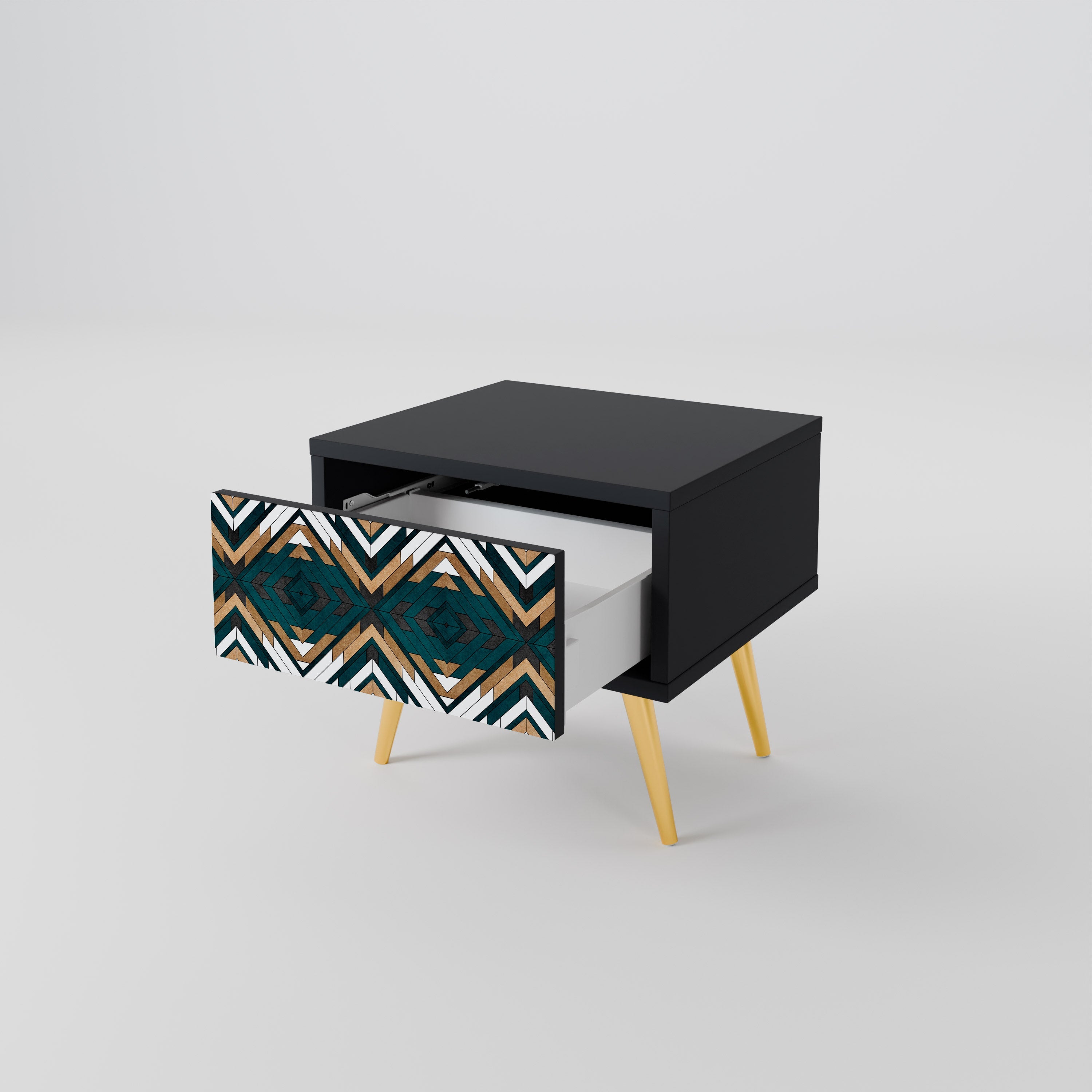 Table de chevet ARTISTIC GEOMETRY en finition noire