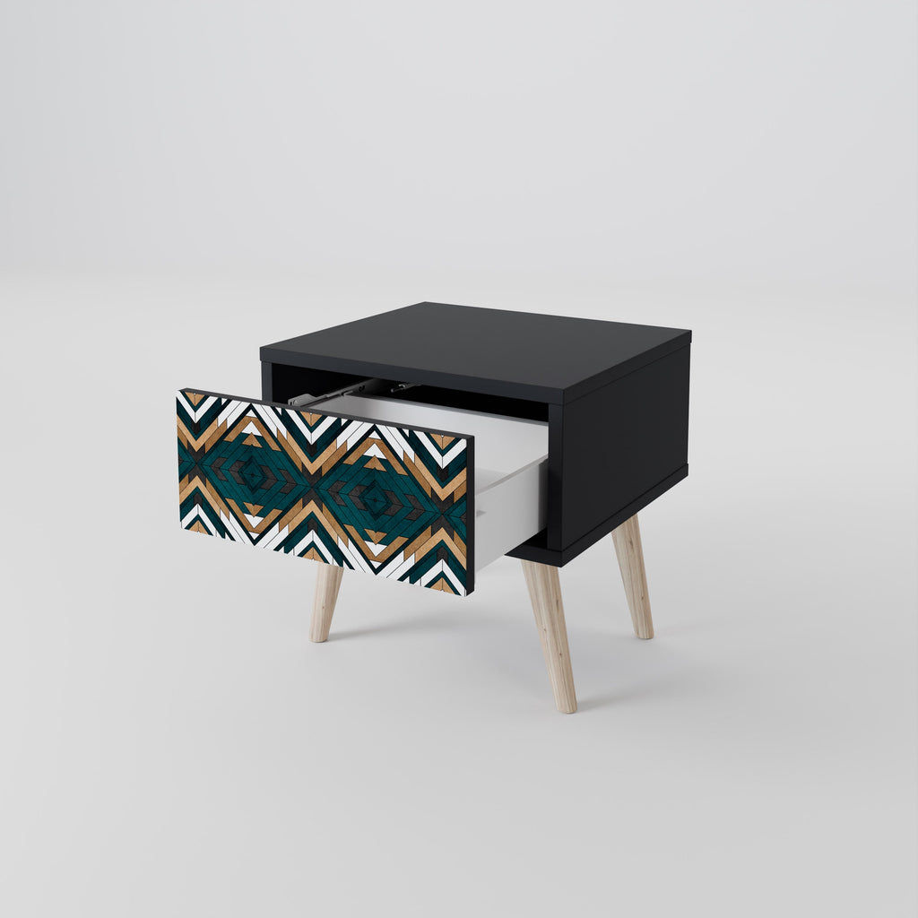 Table de chevet ARTISTIC GEOMETRY en finition noire