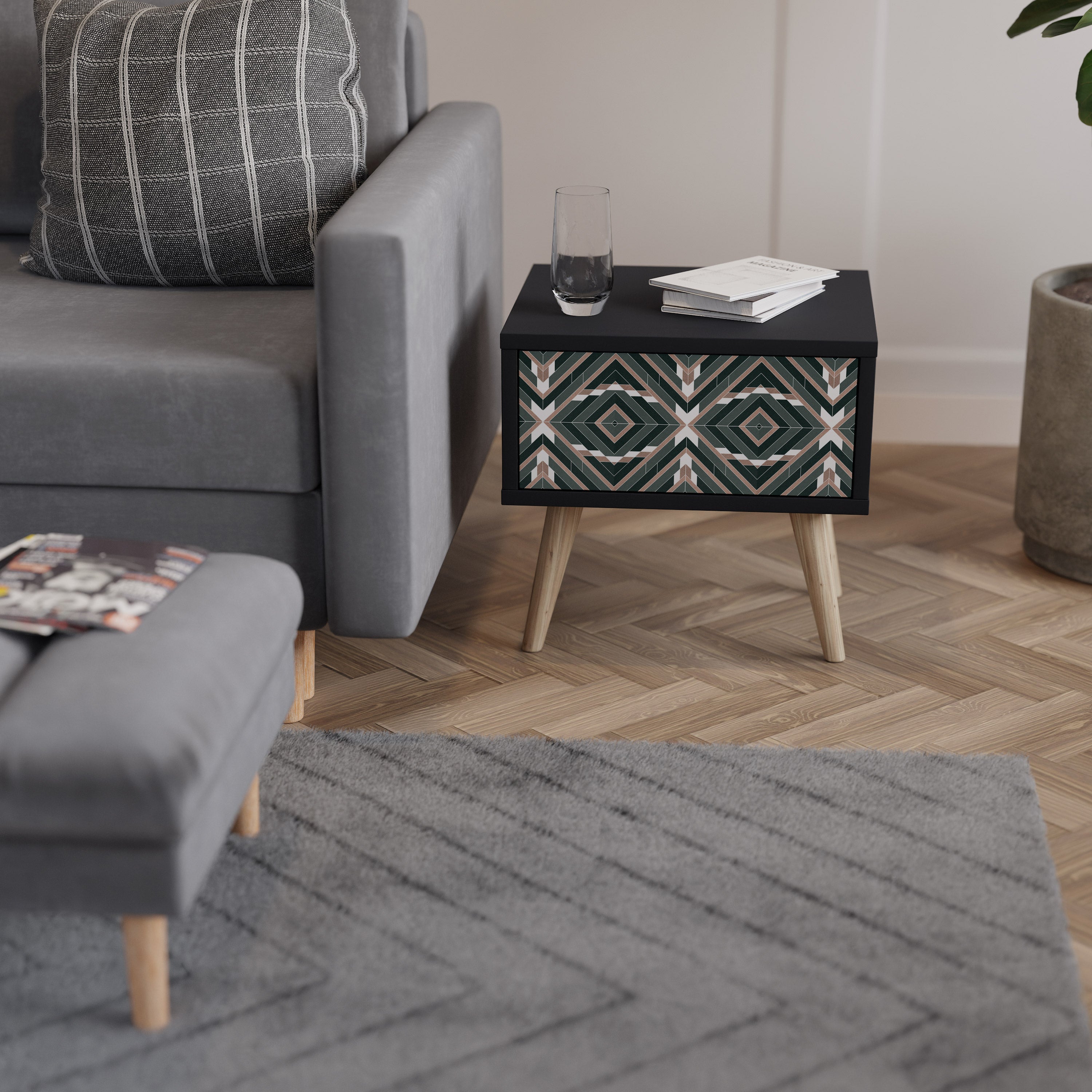 Table de chevet DIMENSION DELIGHTS en finition noire