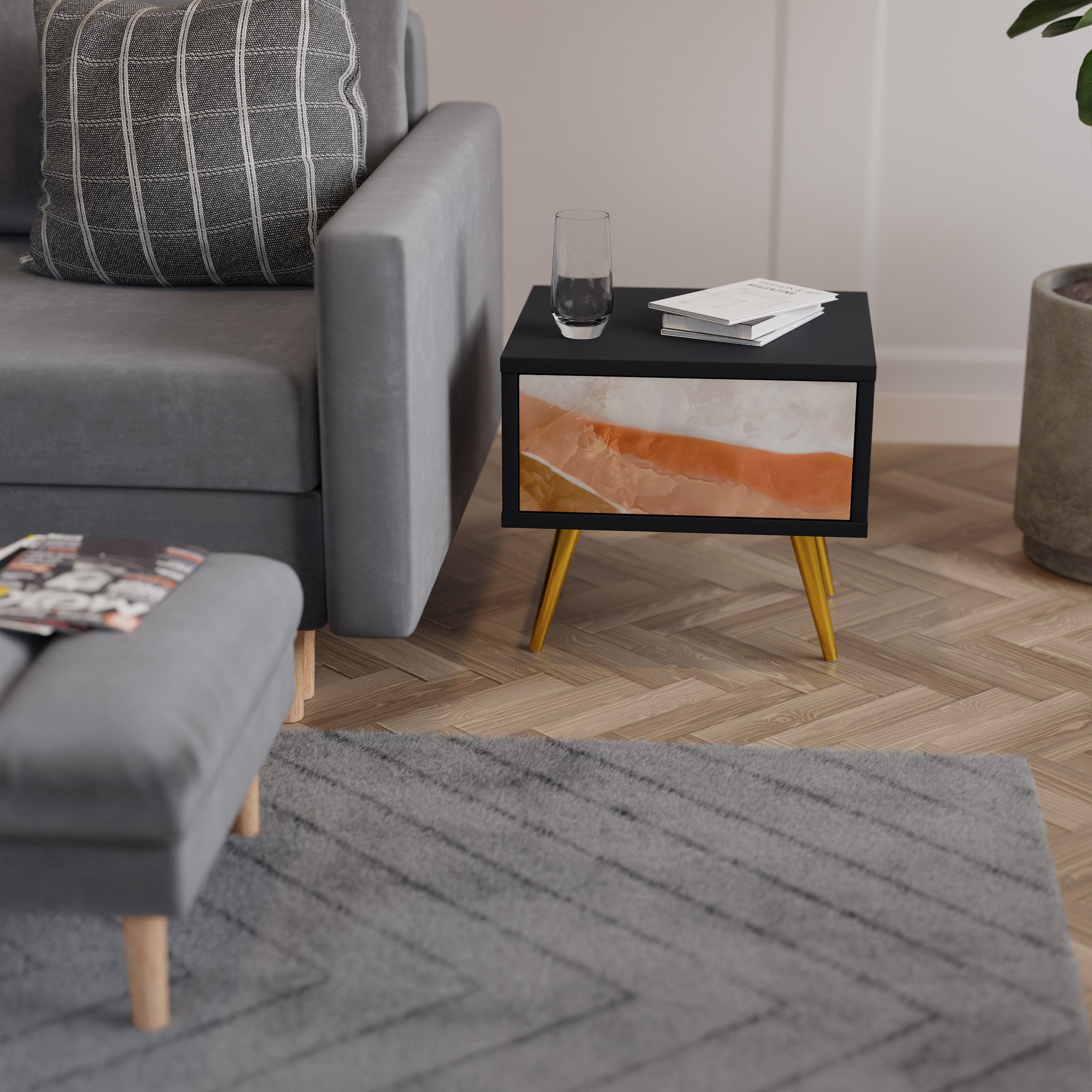 Table de chevet SANDHILLS SPLENDOUR en finition noire