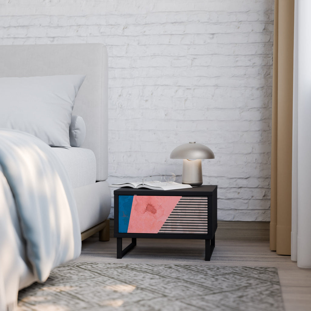 Table de chevet GLAMOROUS STRIPE en finition noire