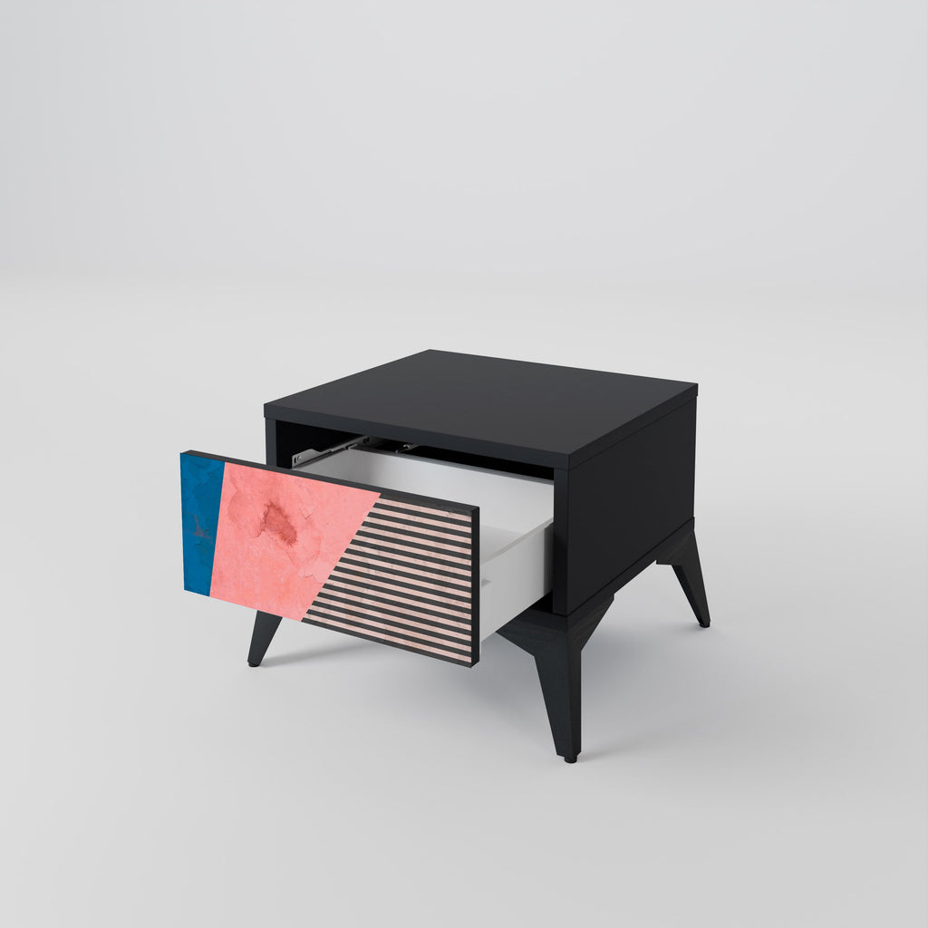 Table de chevet GLAMOROUS STRIPE en finition noire