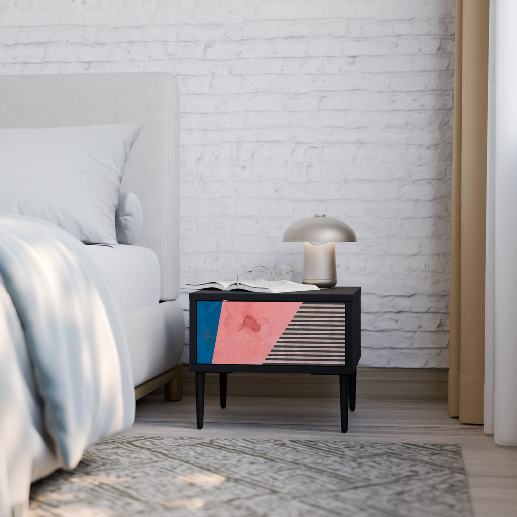 Table de chevet GLAMOROUS STRIPE en finition noire