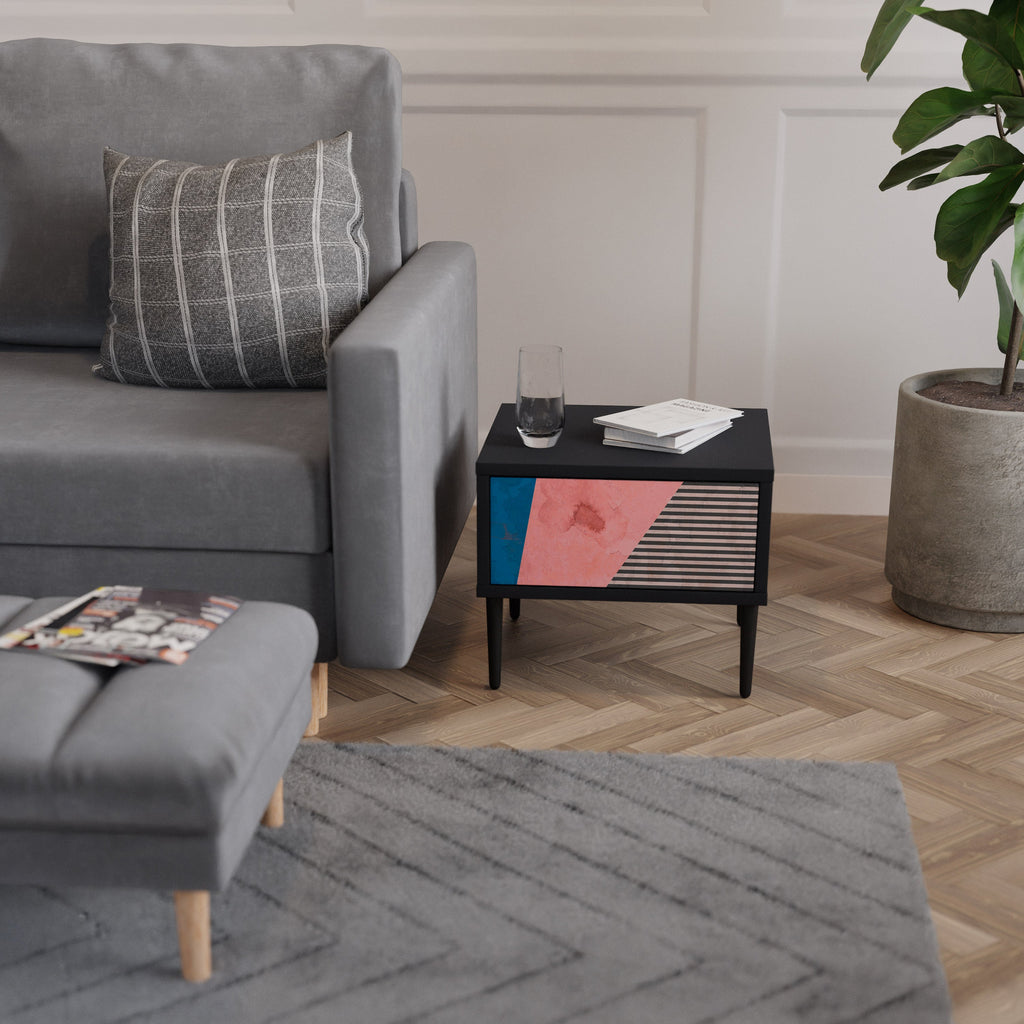 Table de chevet GLAMOROUS STRIPE en finition noire