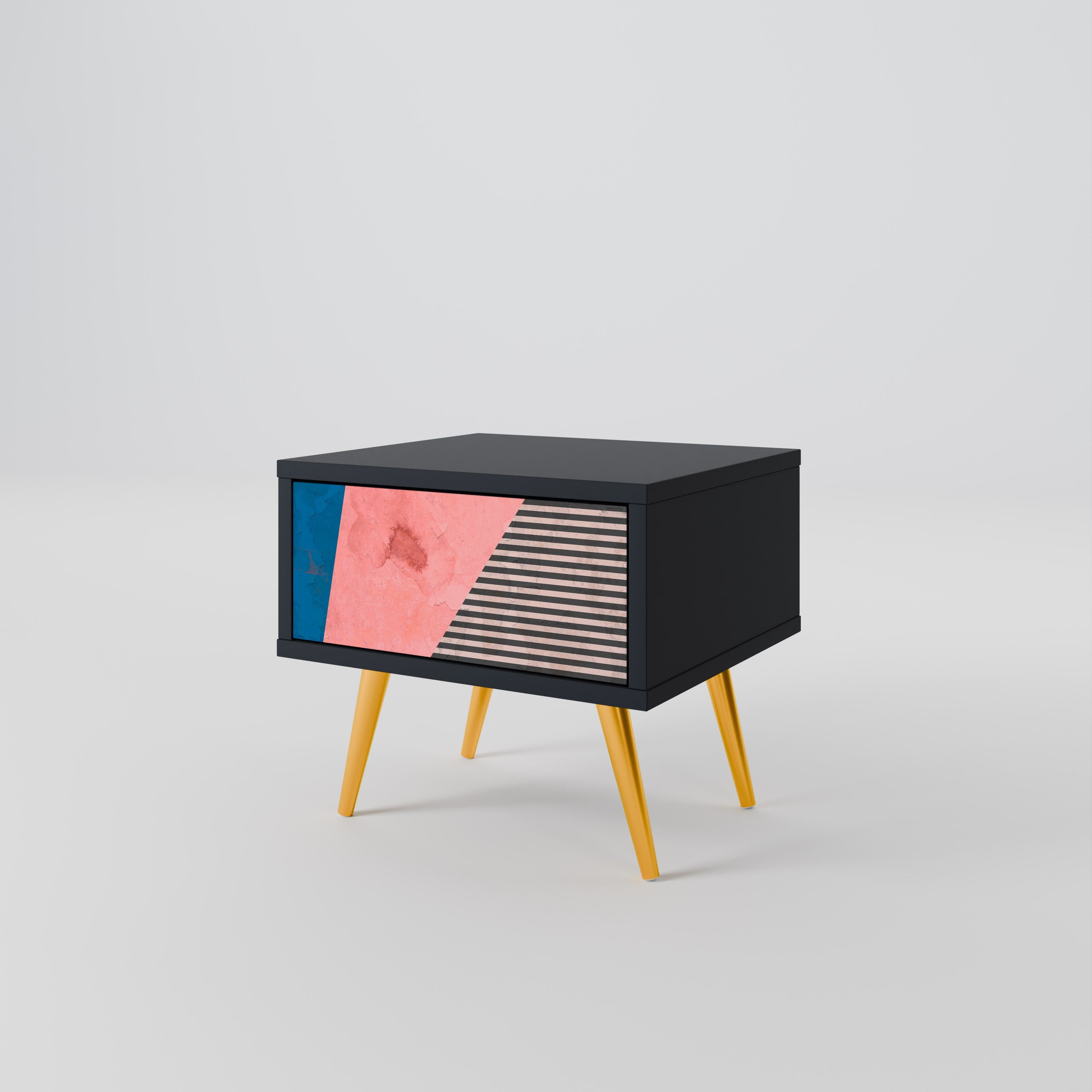 Table de chevet GLAMOROUS STRIPE en finition noire