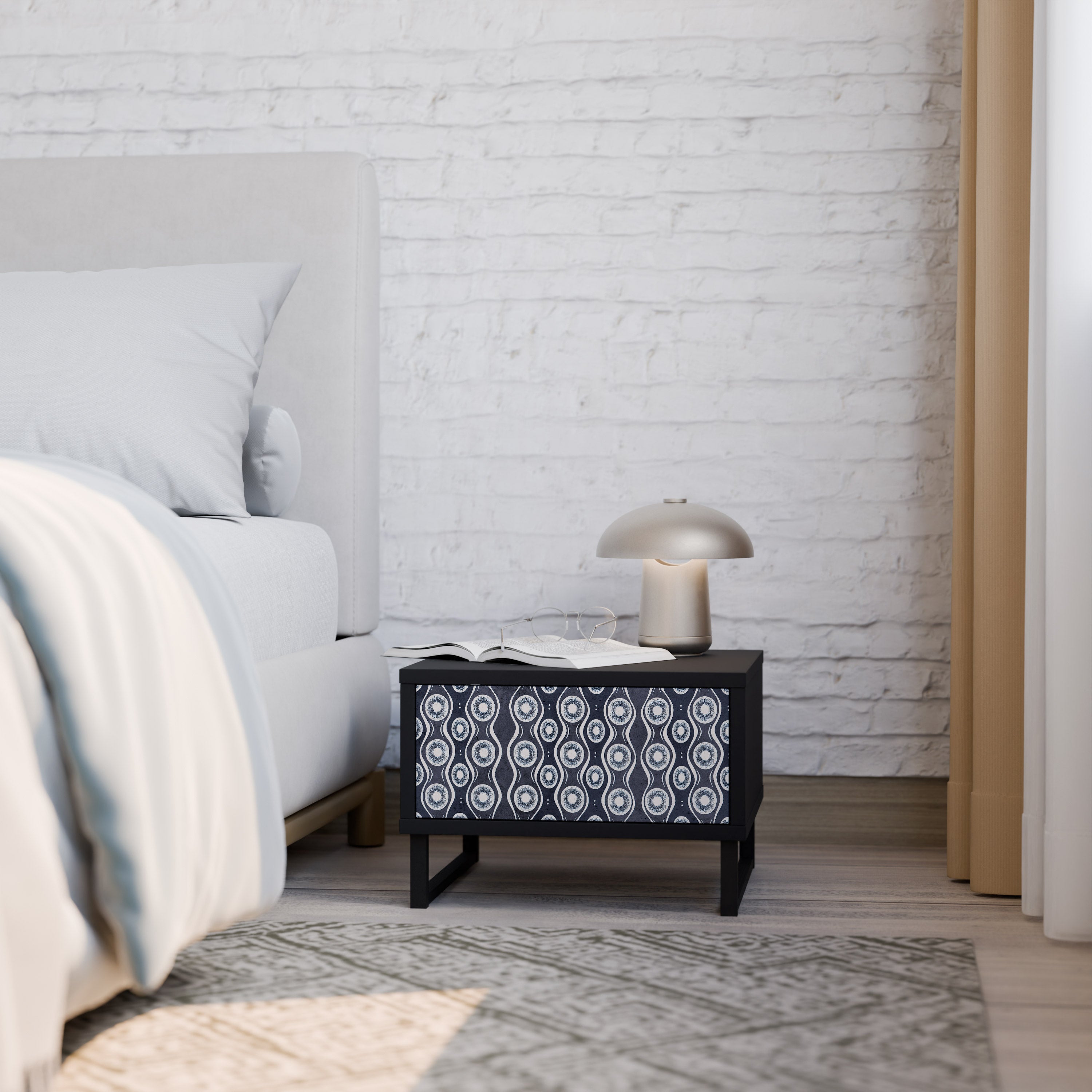 Table de chevet GRAPHITE EYES en finition noire