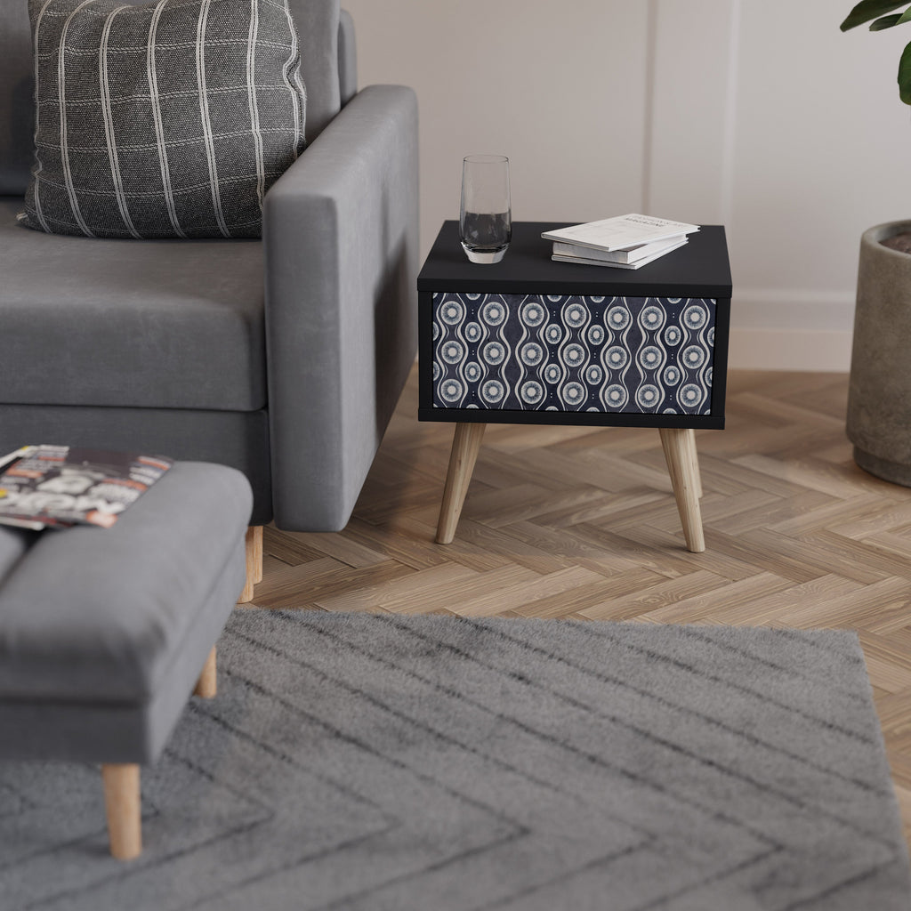 Table de chevet GRAPHITE EYES en finition noire