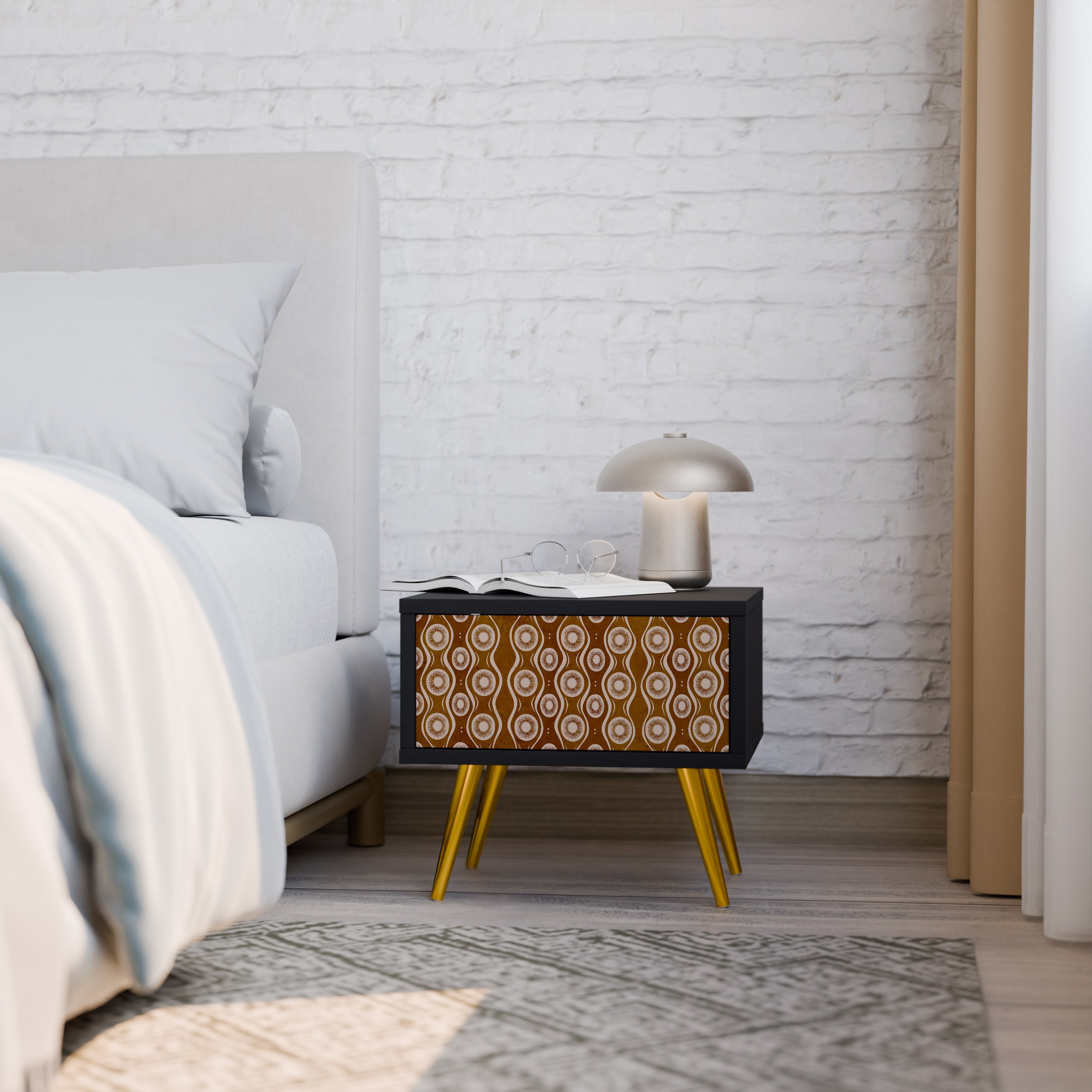 Table de chevet BROWN EYES en finition noire