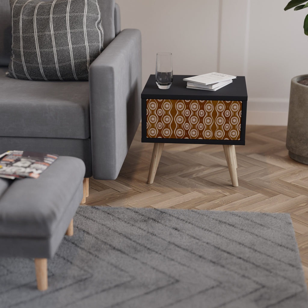 Table de chevet BROWN EYES en finition noire