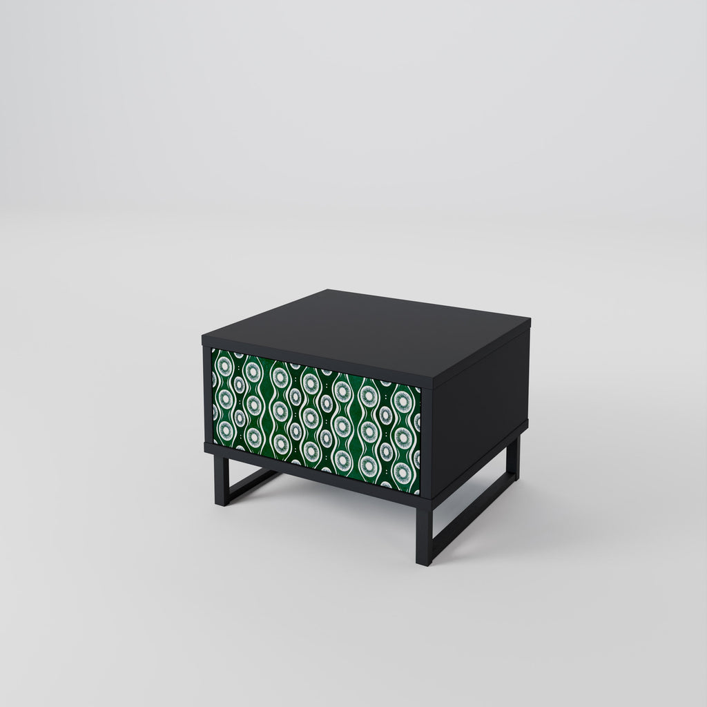 Table de chevet GREEN EYES en finition noire
