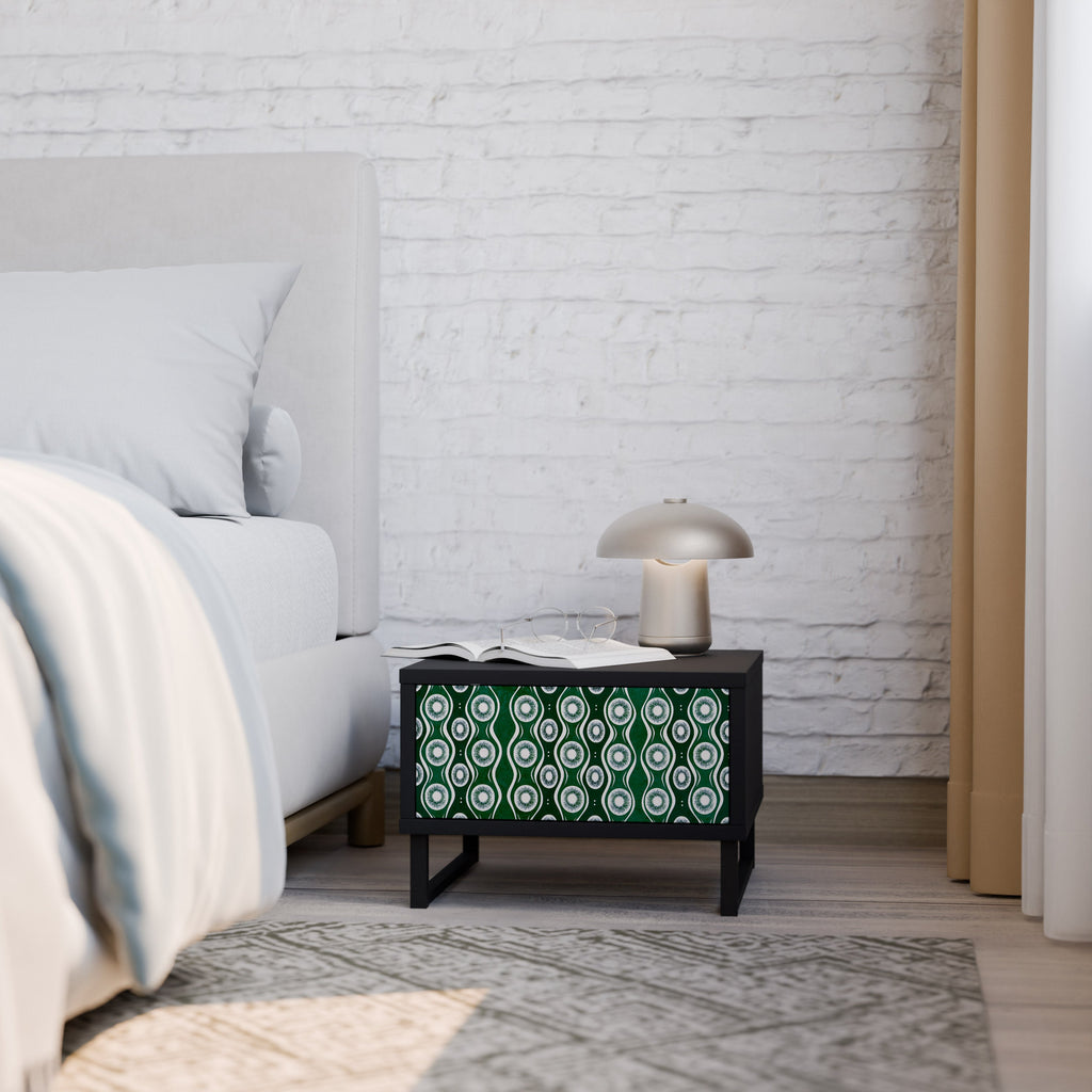 Table de chevet GREEN EYES en finition noire