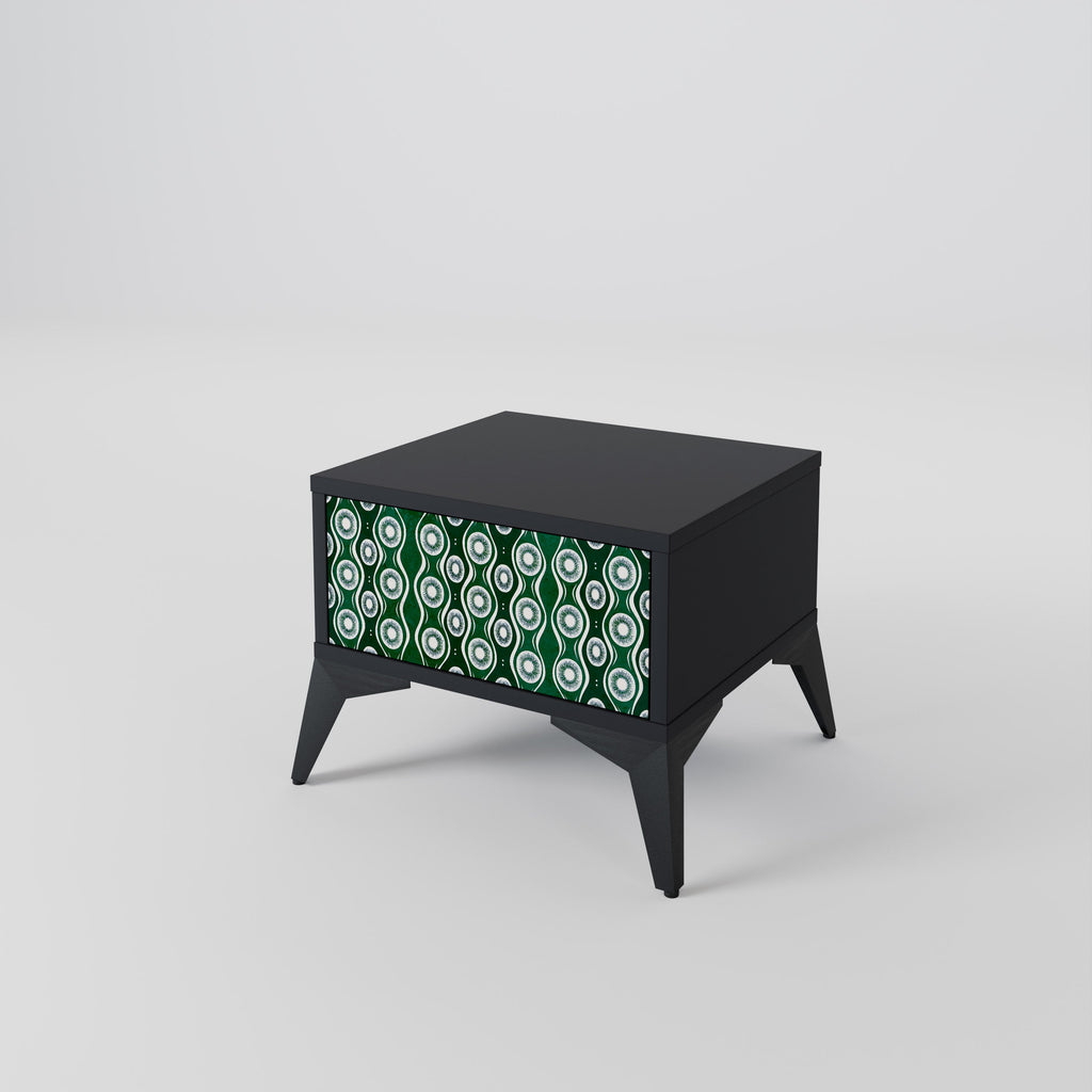 Table de chevet GREEN EYES en finition noire