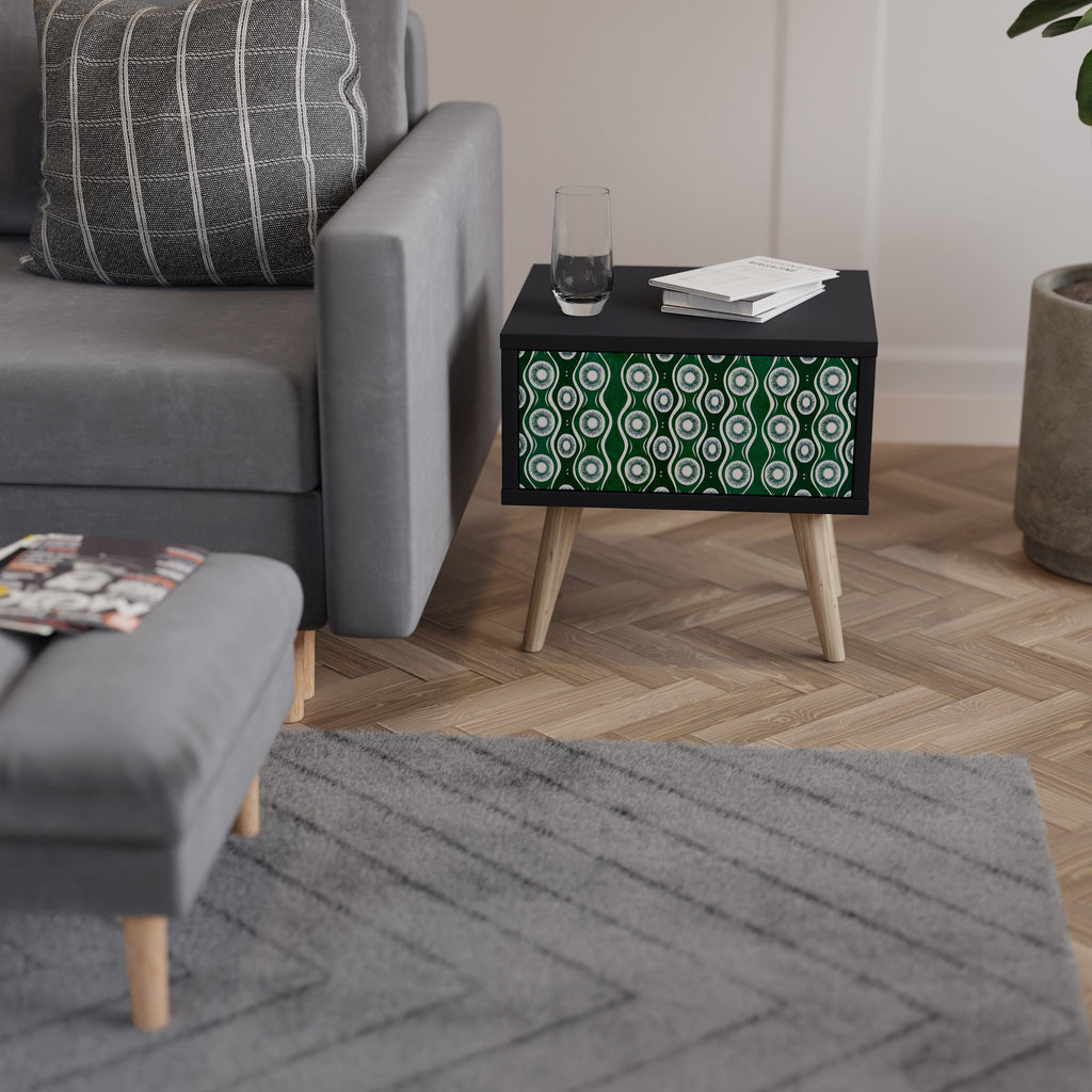 Table de chevet GREEN EYES en finition noire