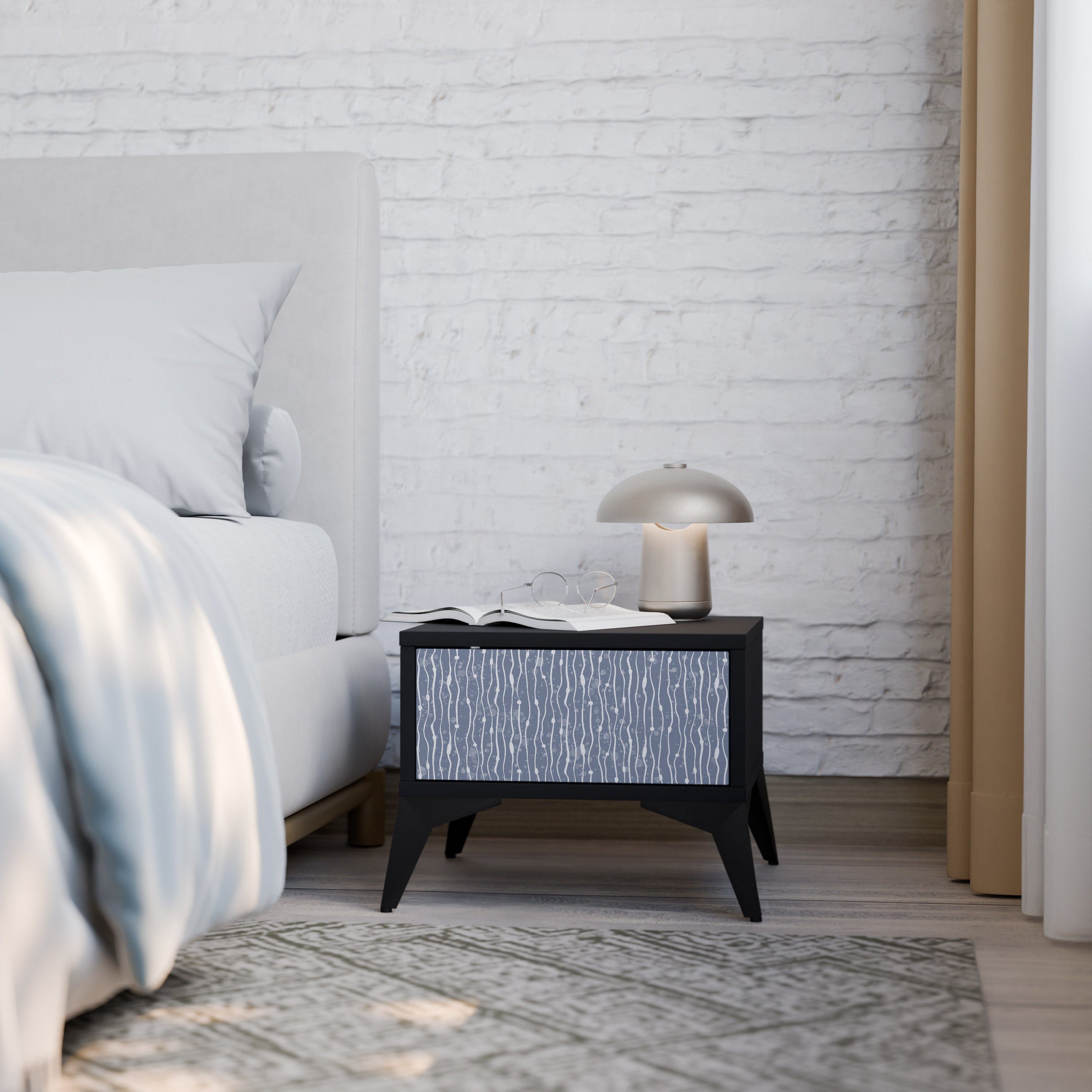Table de chevet GRAPHITE RAIN en finition noire