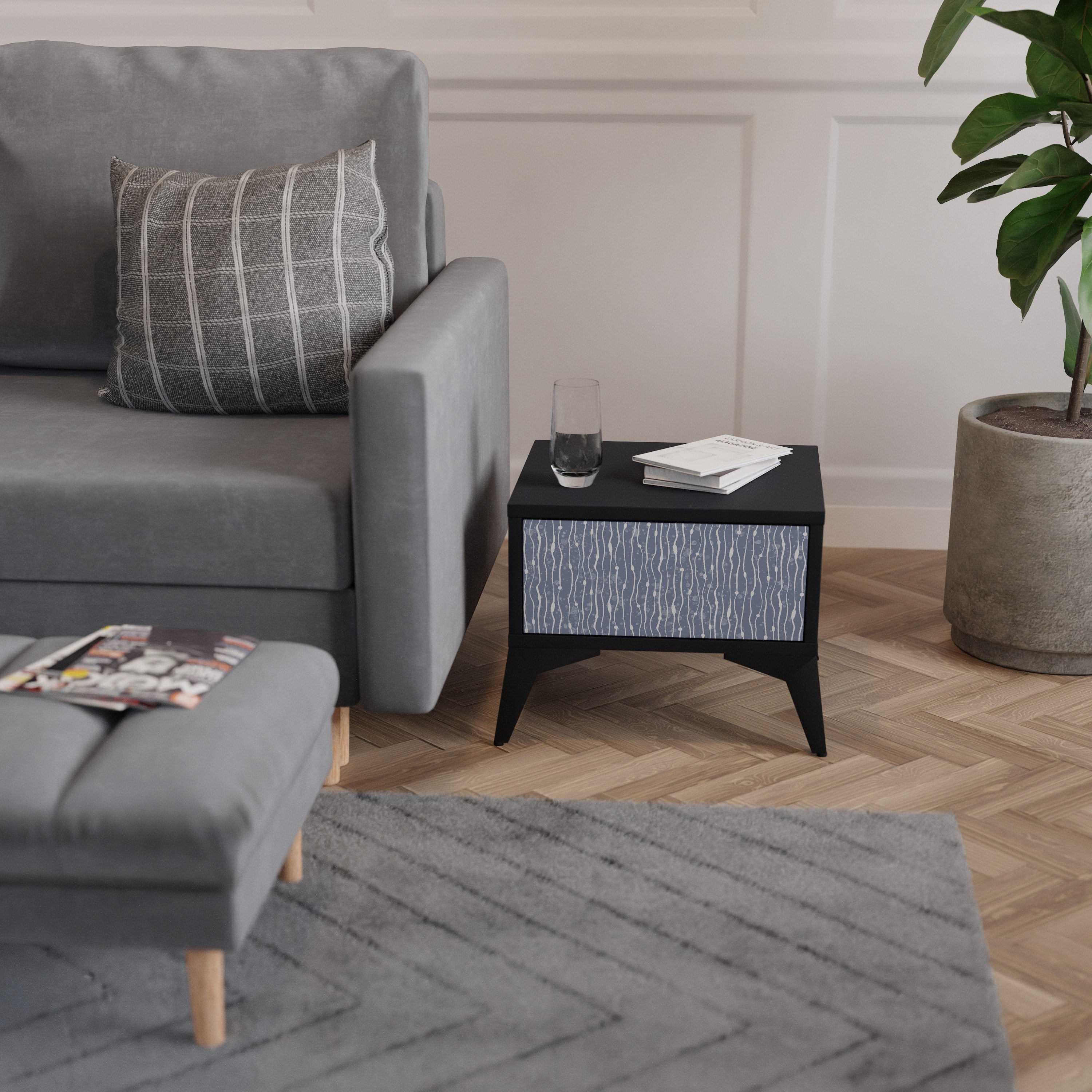 Table de chevet GRAPHITE RAIN en finition noire