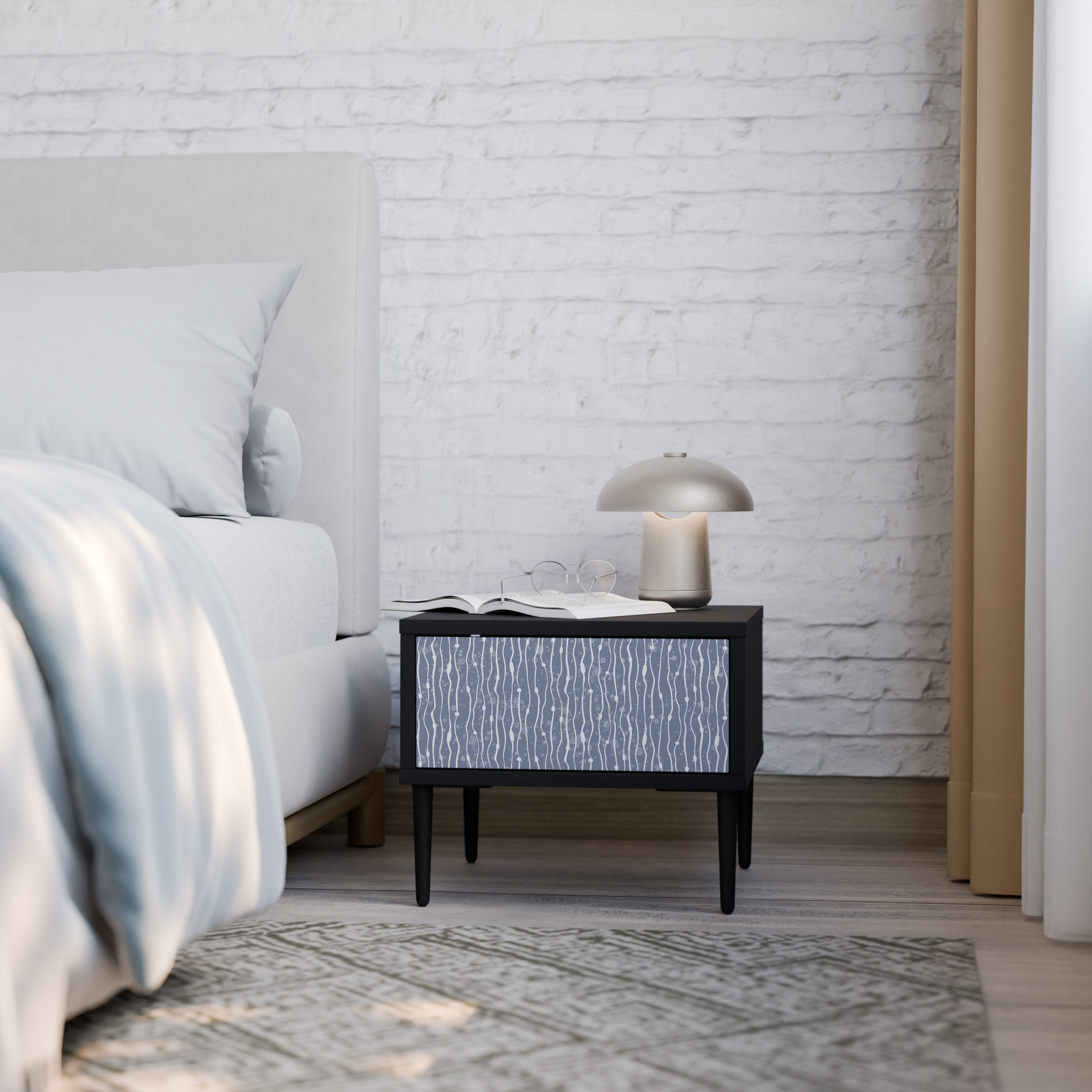 Table de chevet GRAPHITE RAIN en finition noire