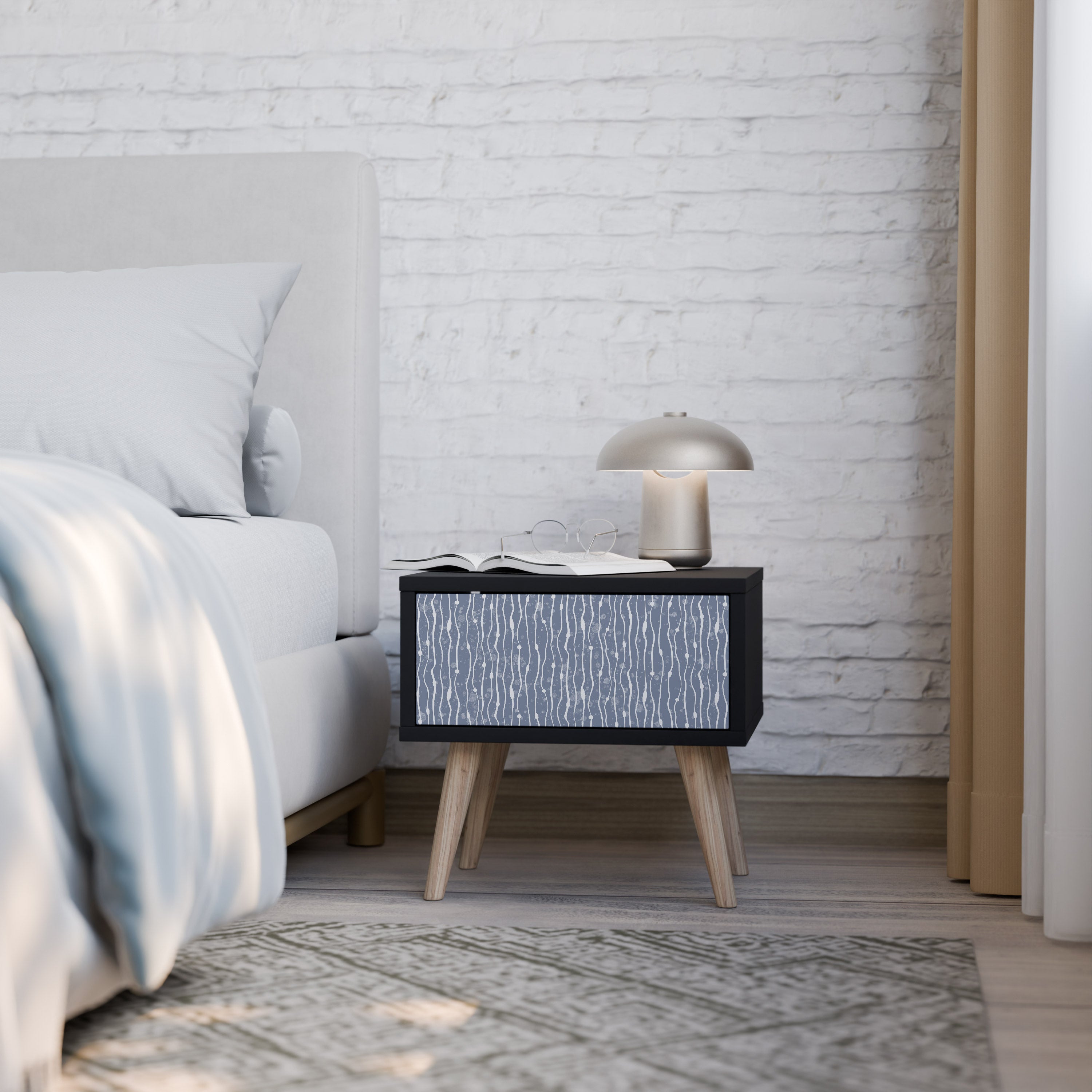 Table de chevet GRAPHITE RAIN en finition noire