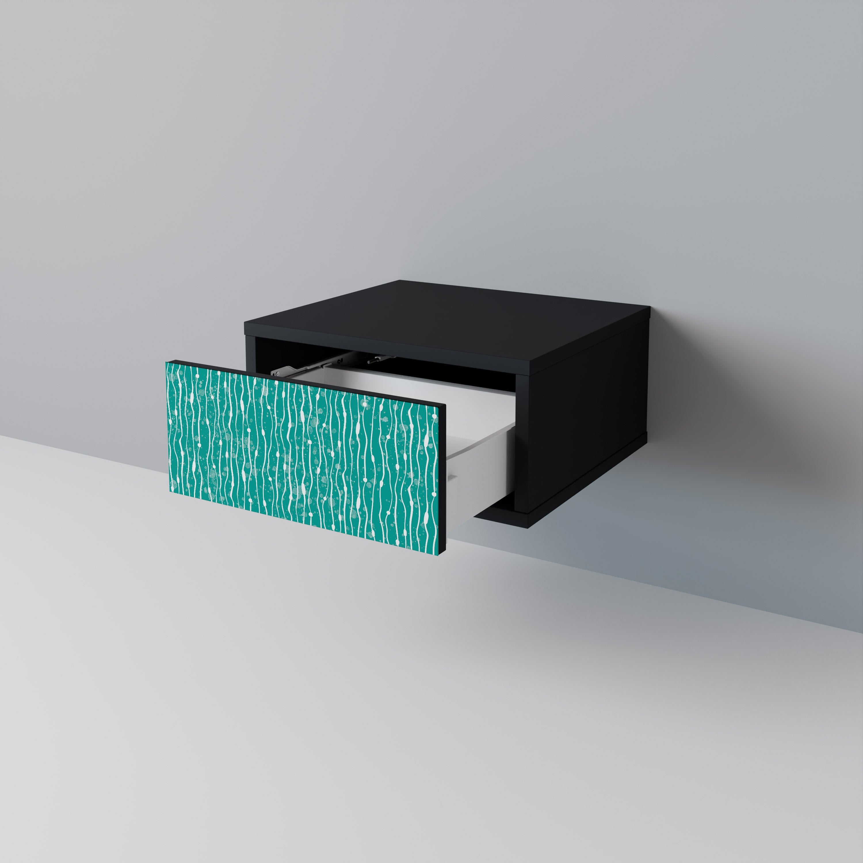 Table de chevet TURQUOISE RAIN en finition noire