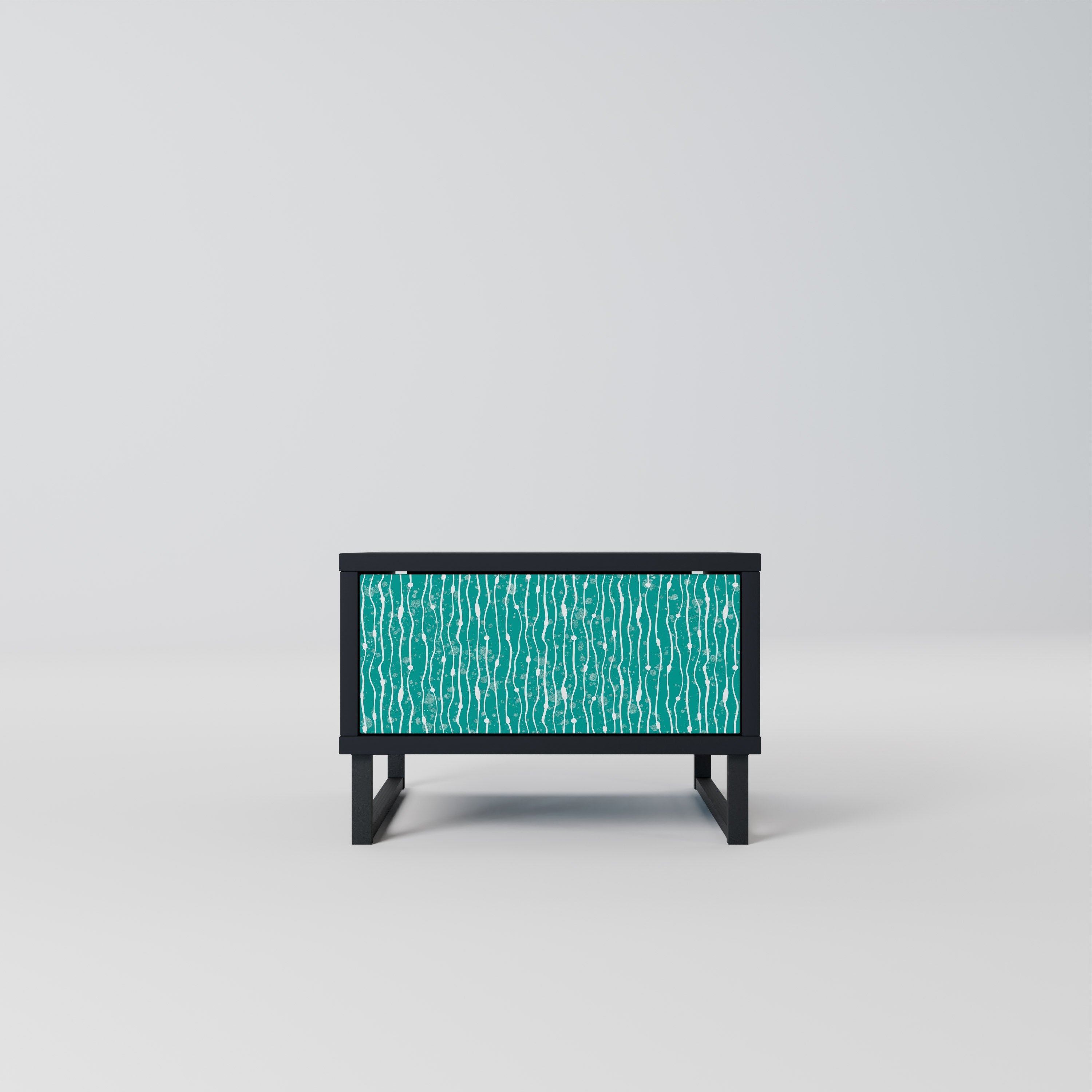 Table de chevet TURQUOISE RAIN en finition noire