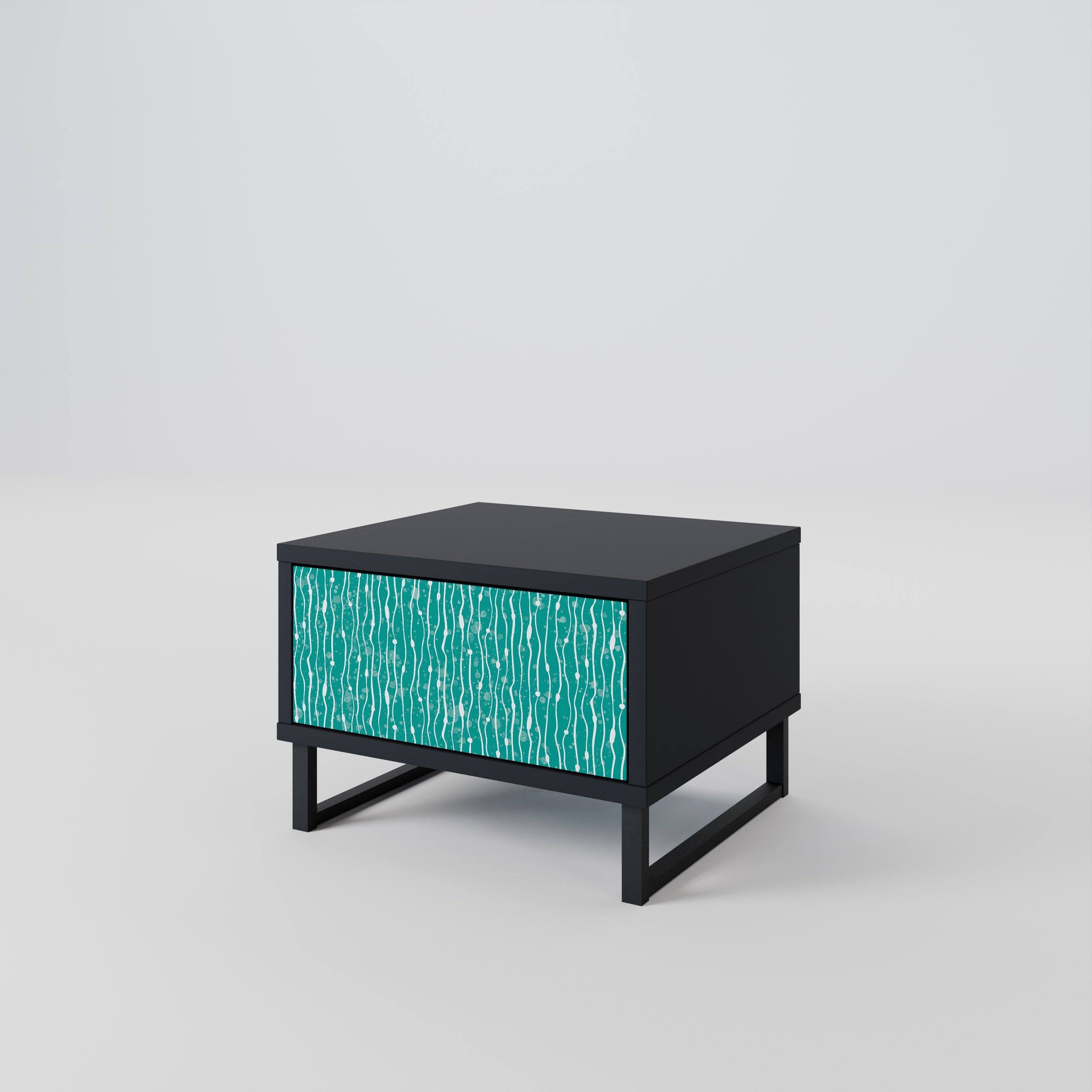 Table de chevet TURQUOISE RAIN en finition noire