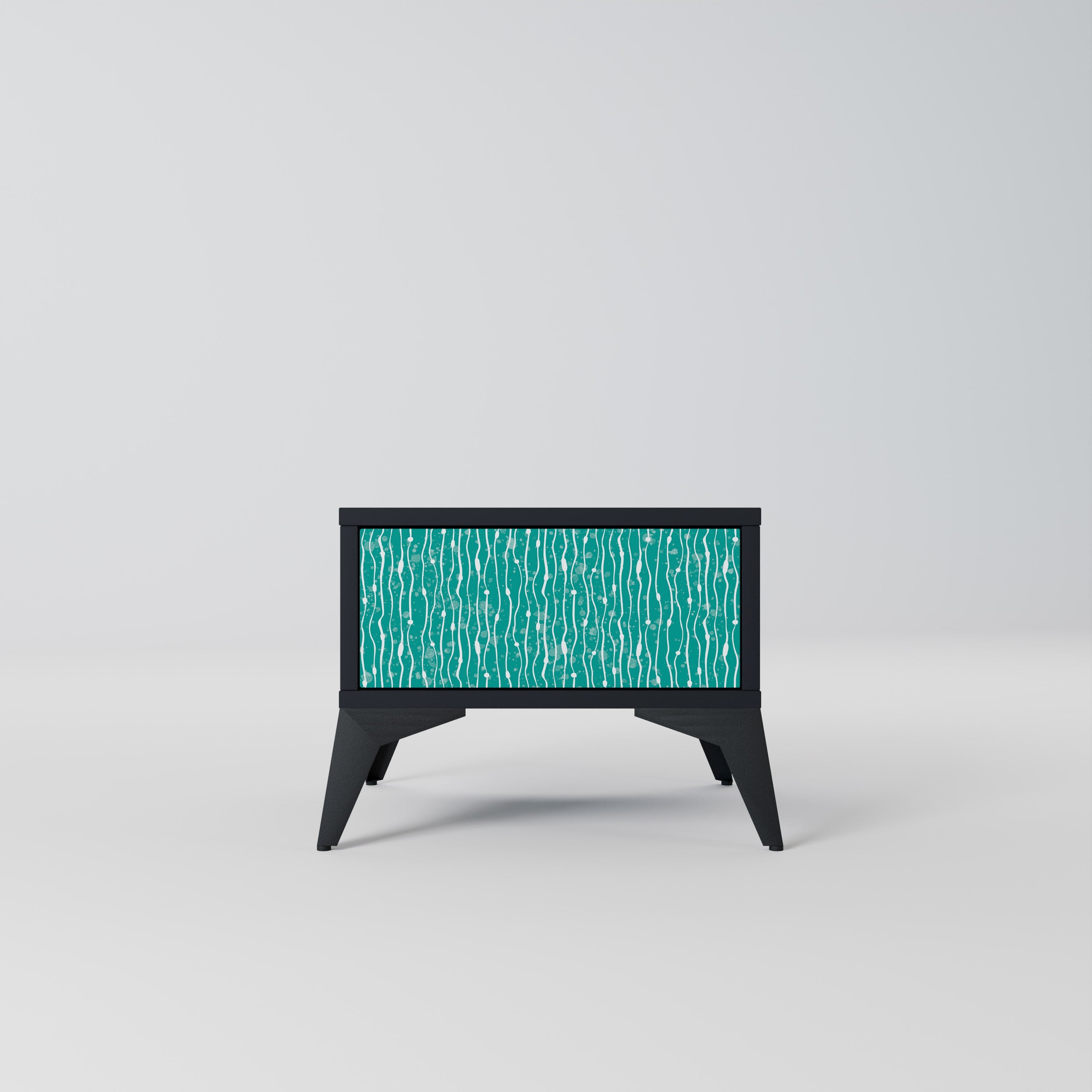 Table de chevet TURQUOISE RAIN en finition noire