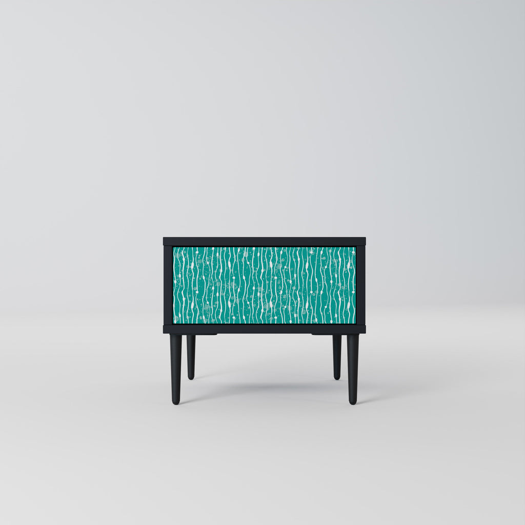 Table de chevet TURQUOISE RAIN en finition noire