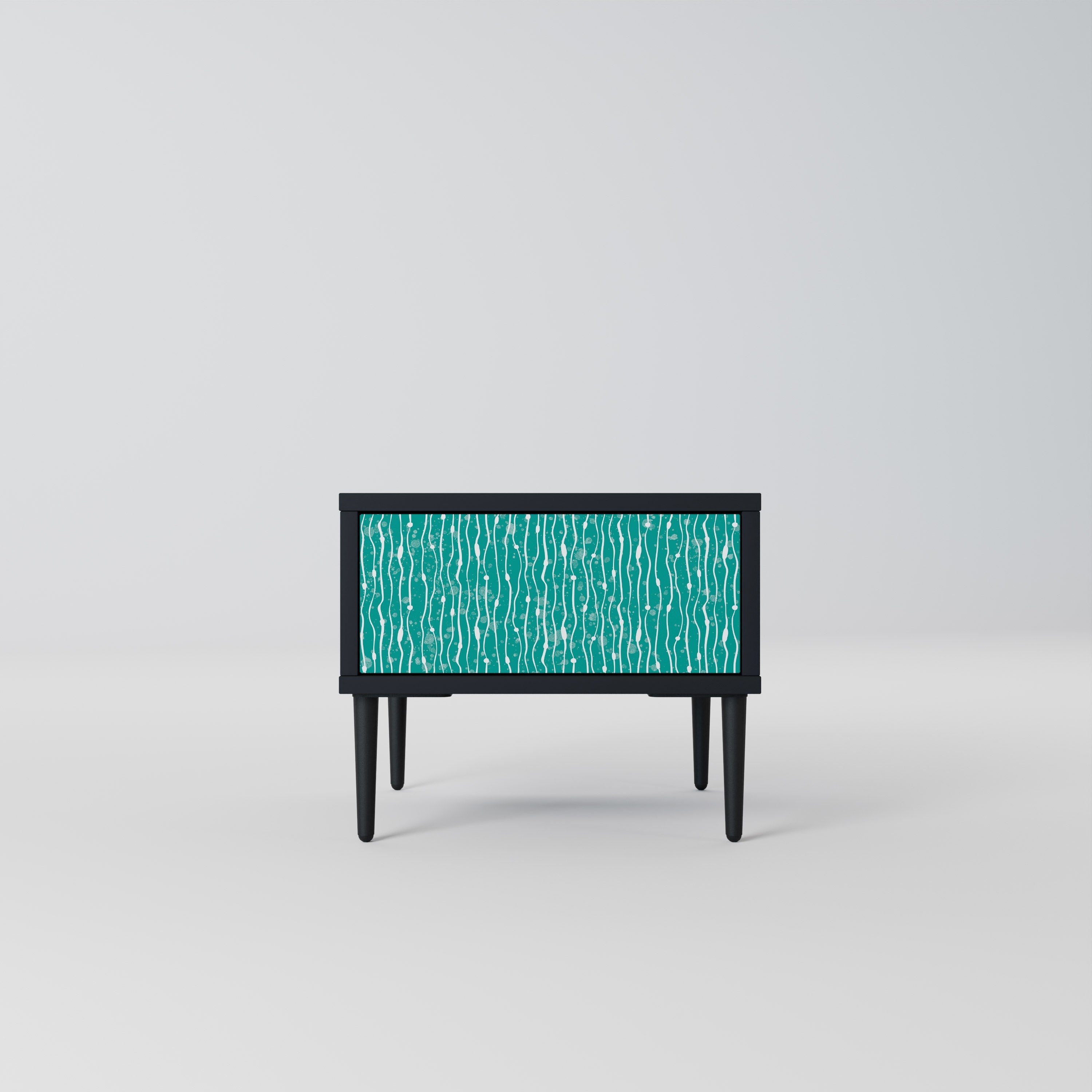 Table de chevet TURQUOISE RAIN en finition noire