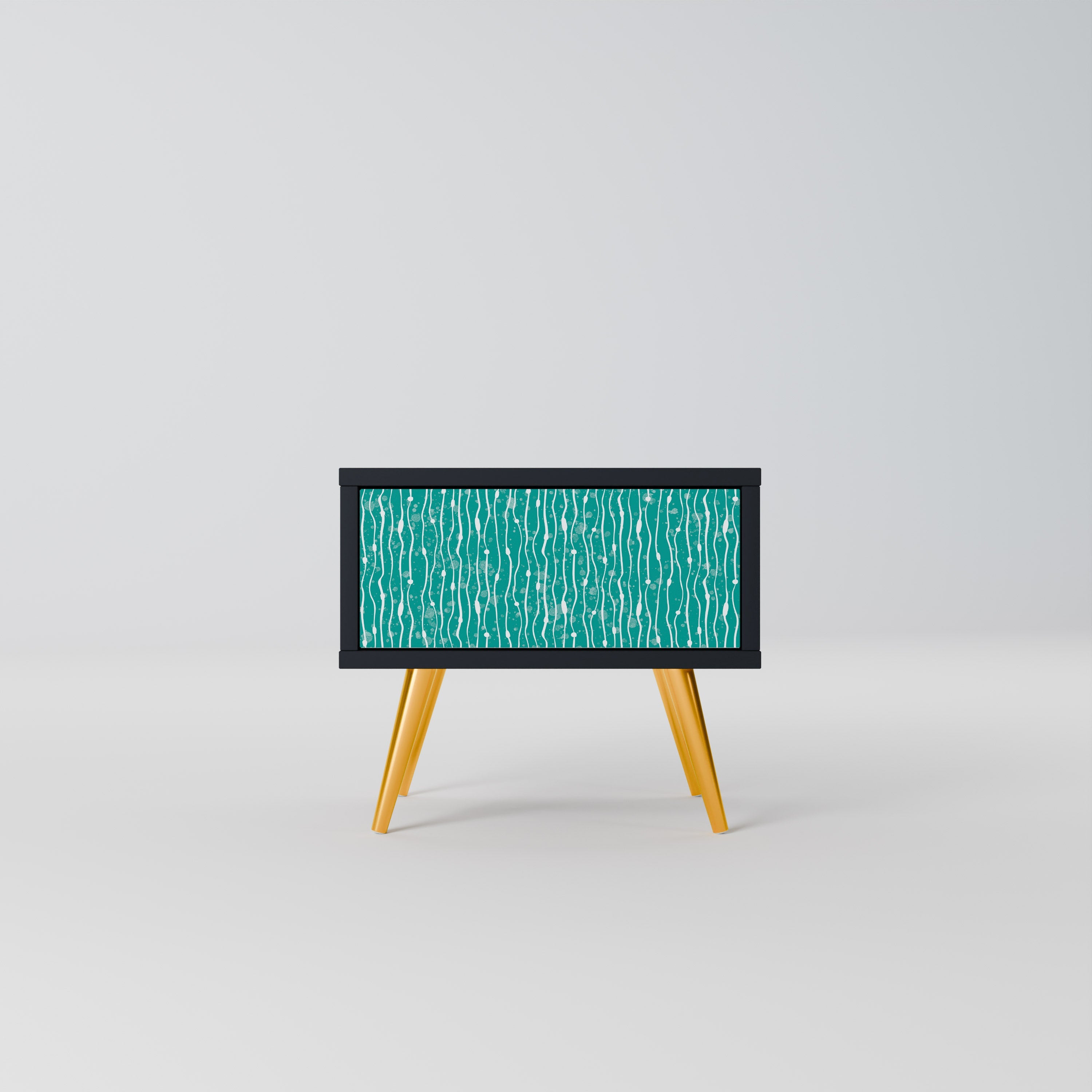 Table de chevet TURQUOISE RAIN en finition noire