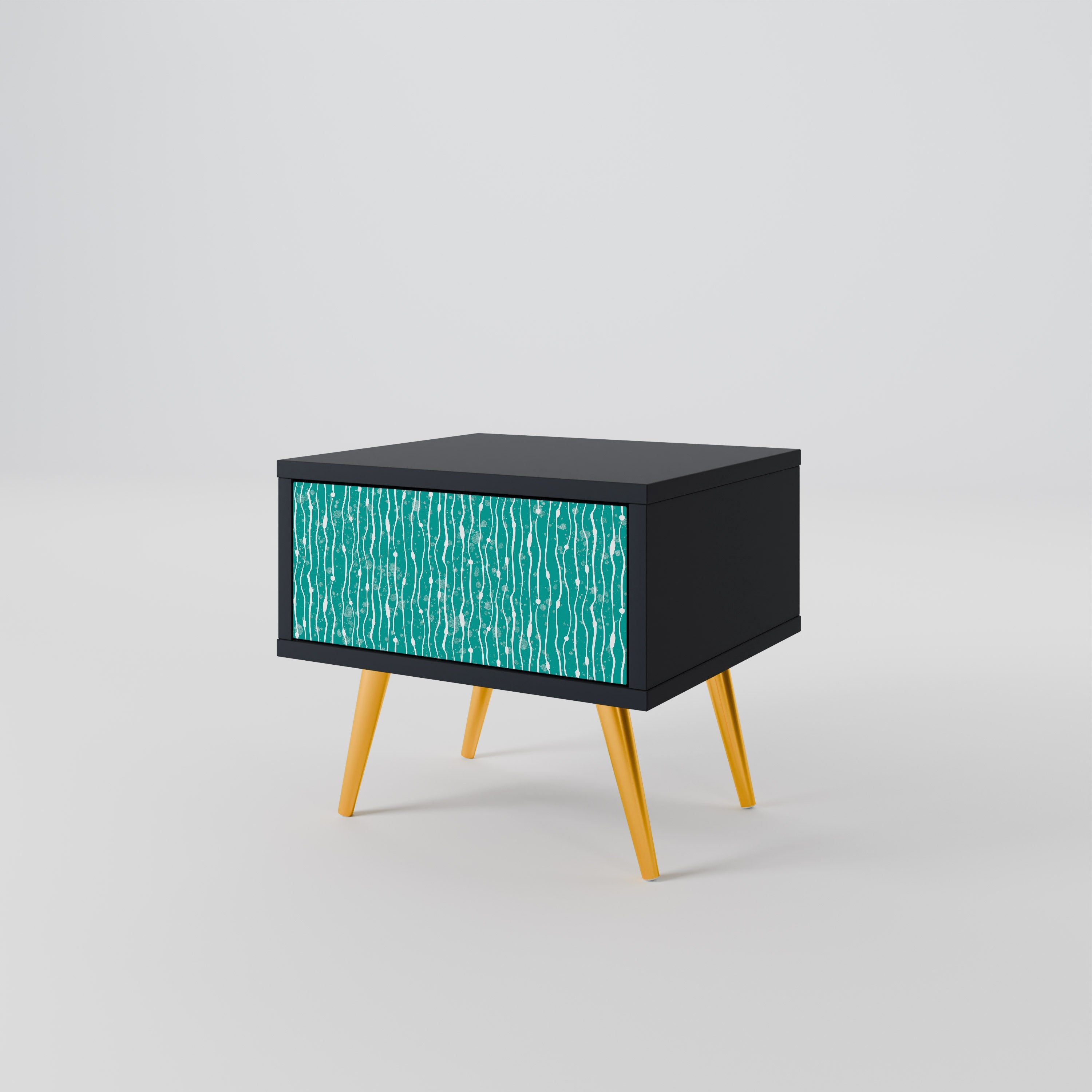 Table de chevet TURQUOISE RAIN en finition noire