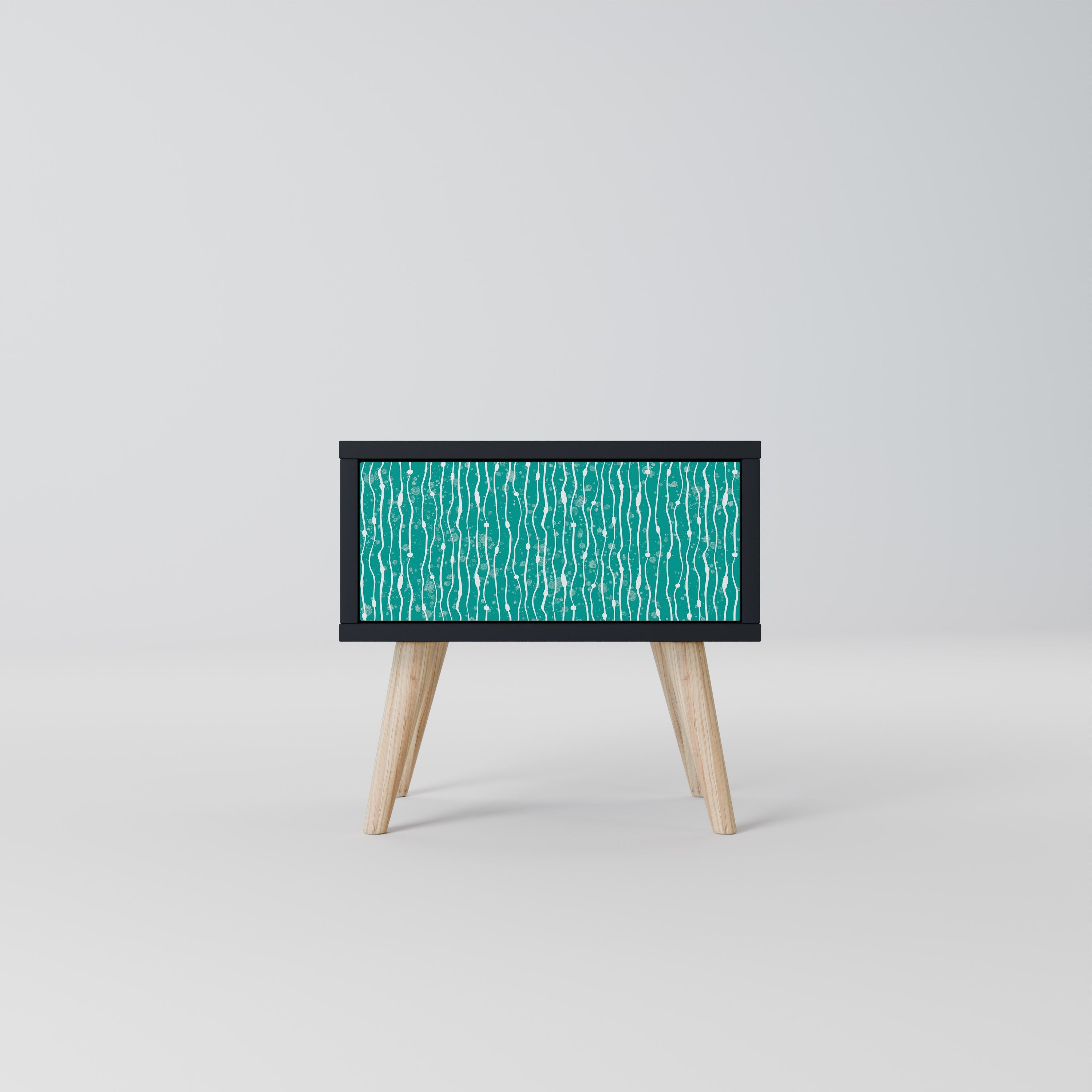 Table de chevet TURQUOISE RAIN en finition noire