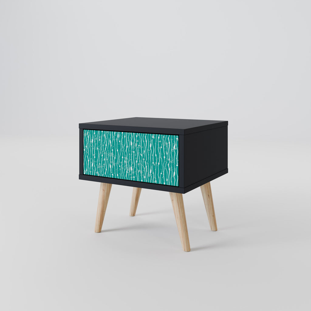 Table de chevet TURQUOISE RAIN en finition noire