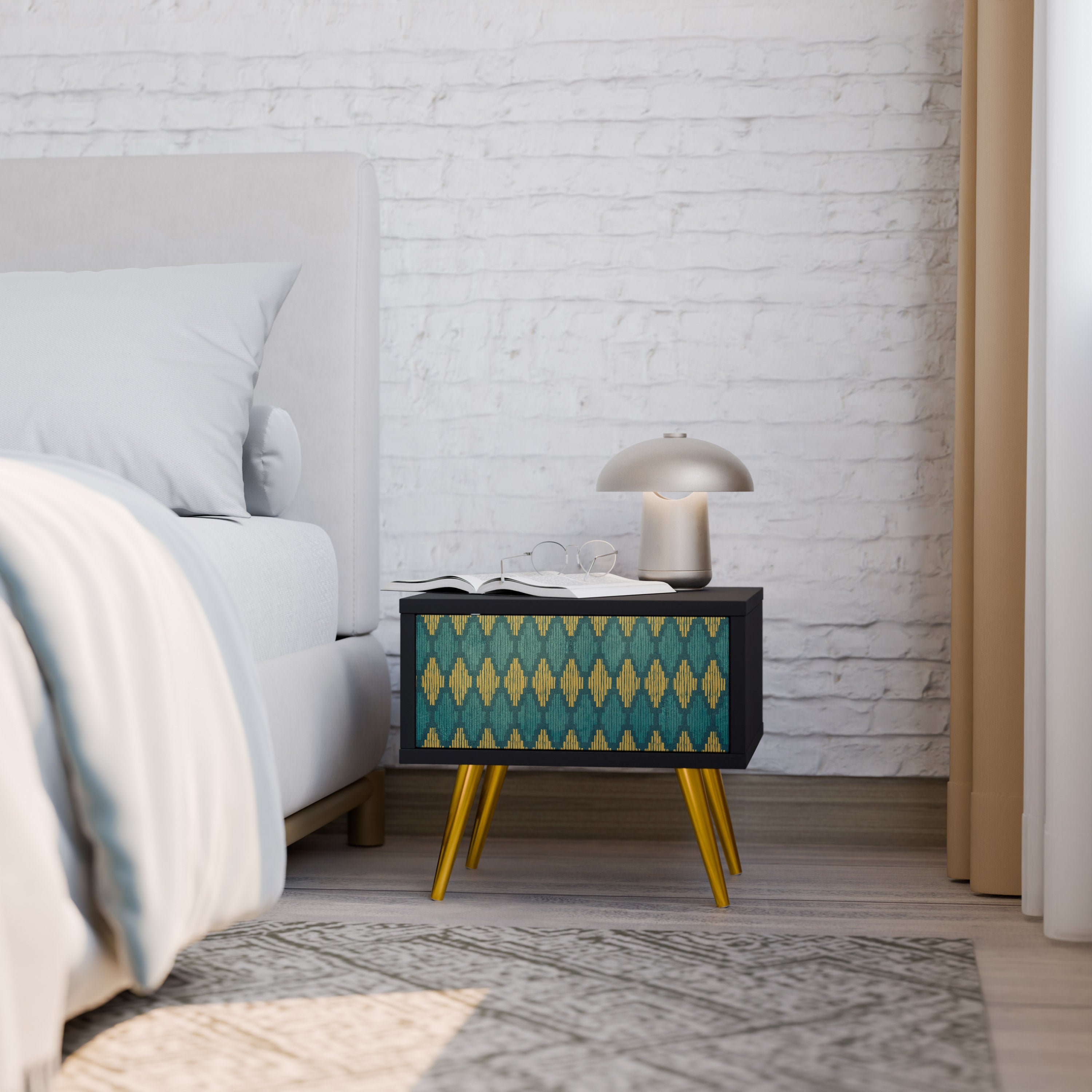 Table de chevet POLYGONS en finition noire