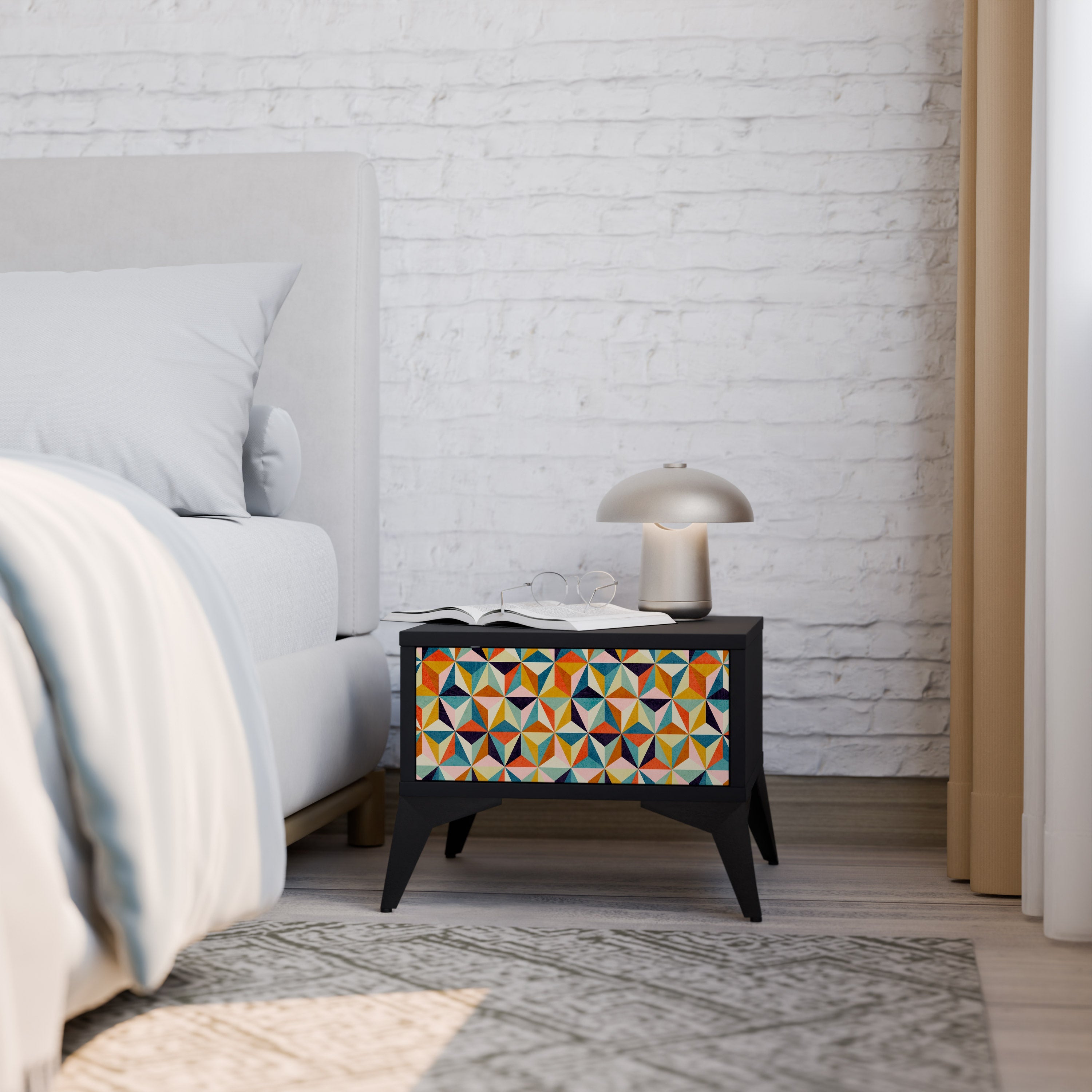 Table de chevet TESSELATE TREASURES en finition noire