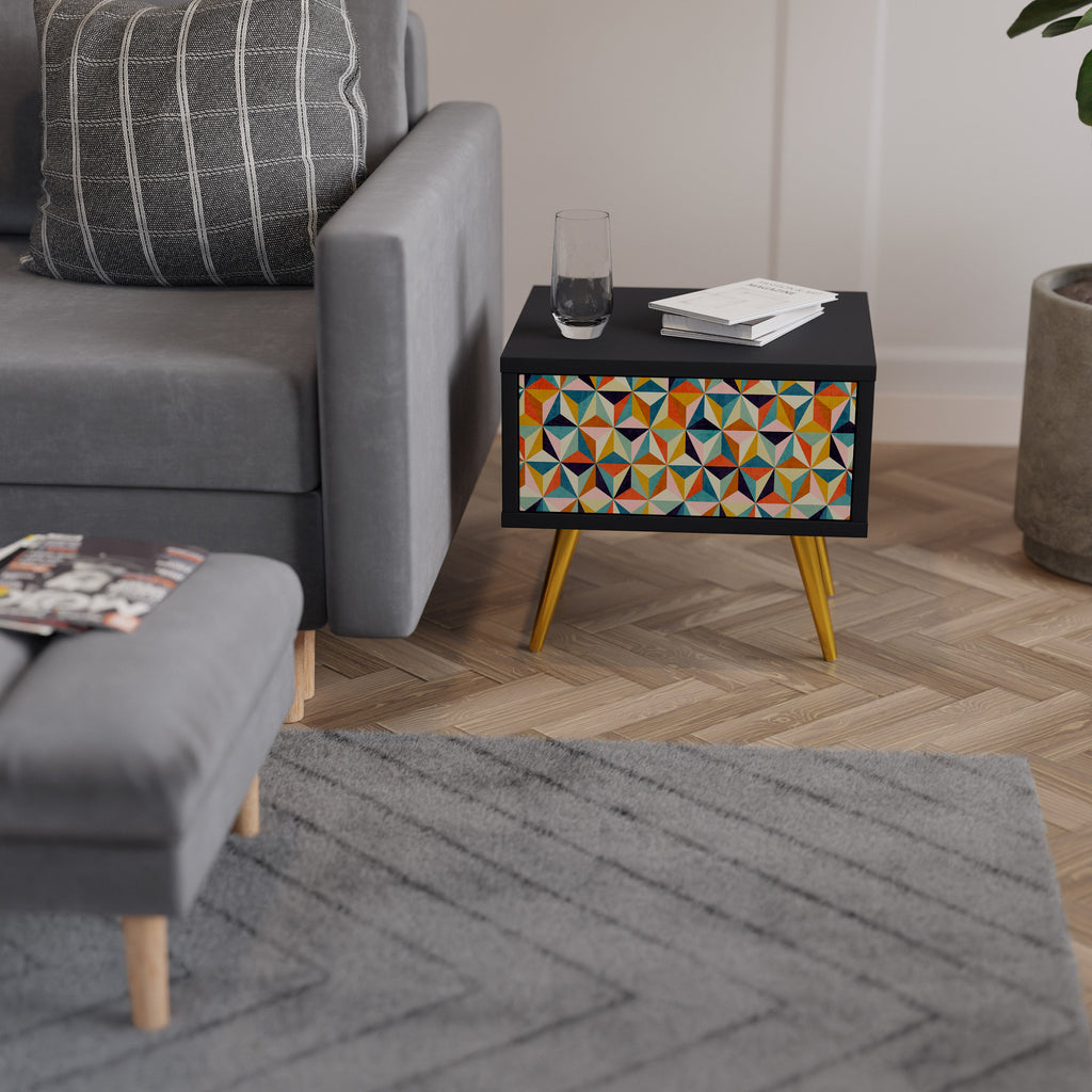 Table de chevet TESSELATE TREASURES en finition noire