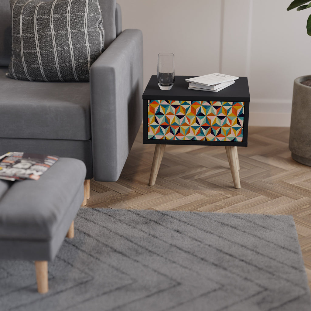 Table de chevet TESSELATE TREASURES en finition noire