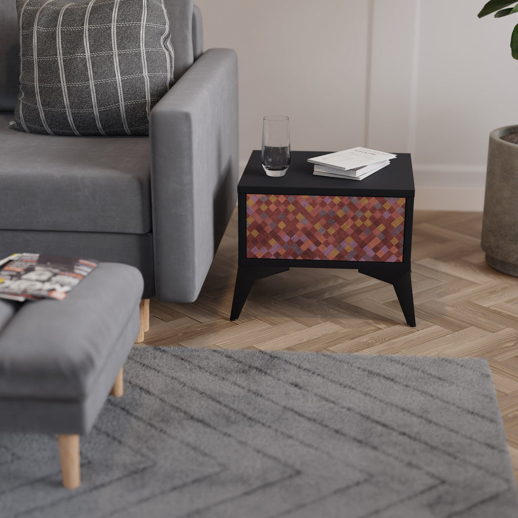 Table de chevet PAINTED SQUARES en finition noire