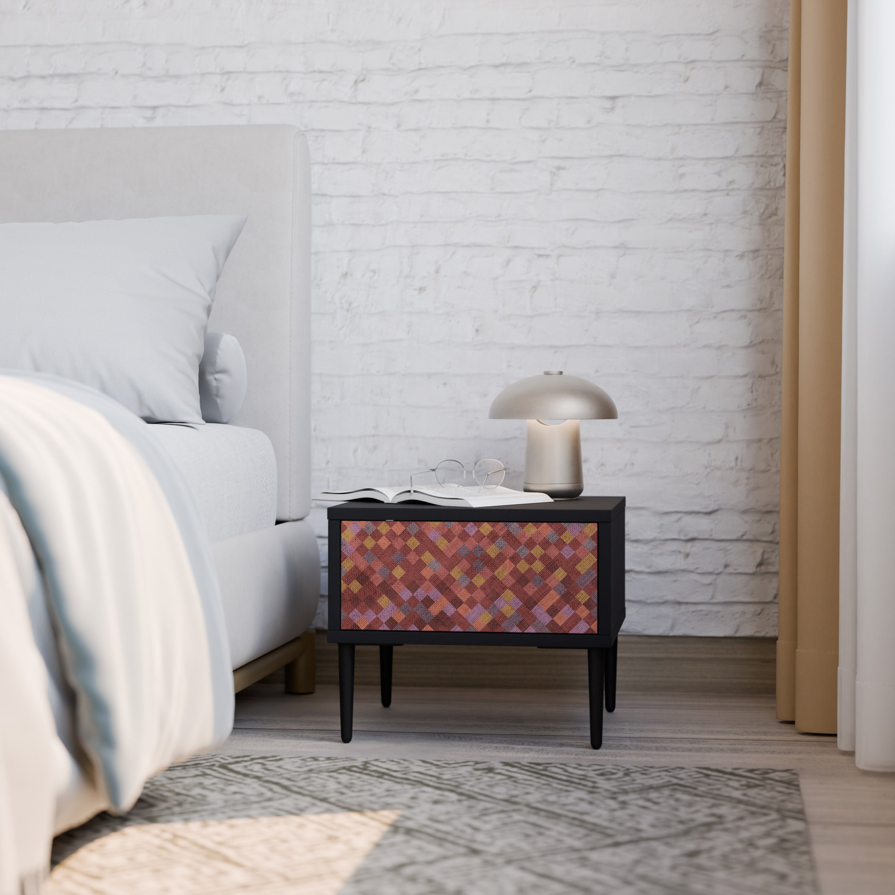 Table de chevet PAINTED SQUARES en finition noire