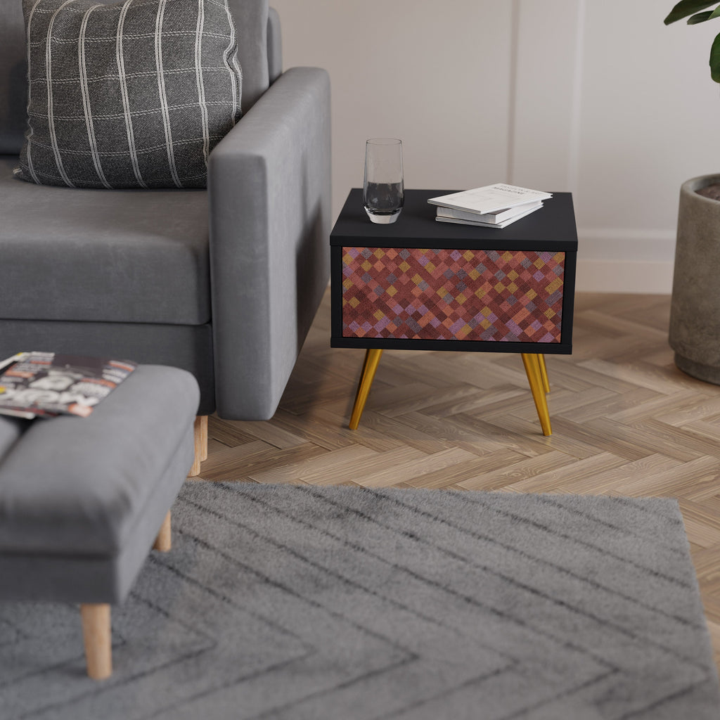 Table de chevet PAINTED SQUARES en finition noire