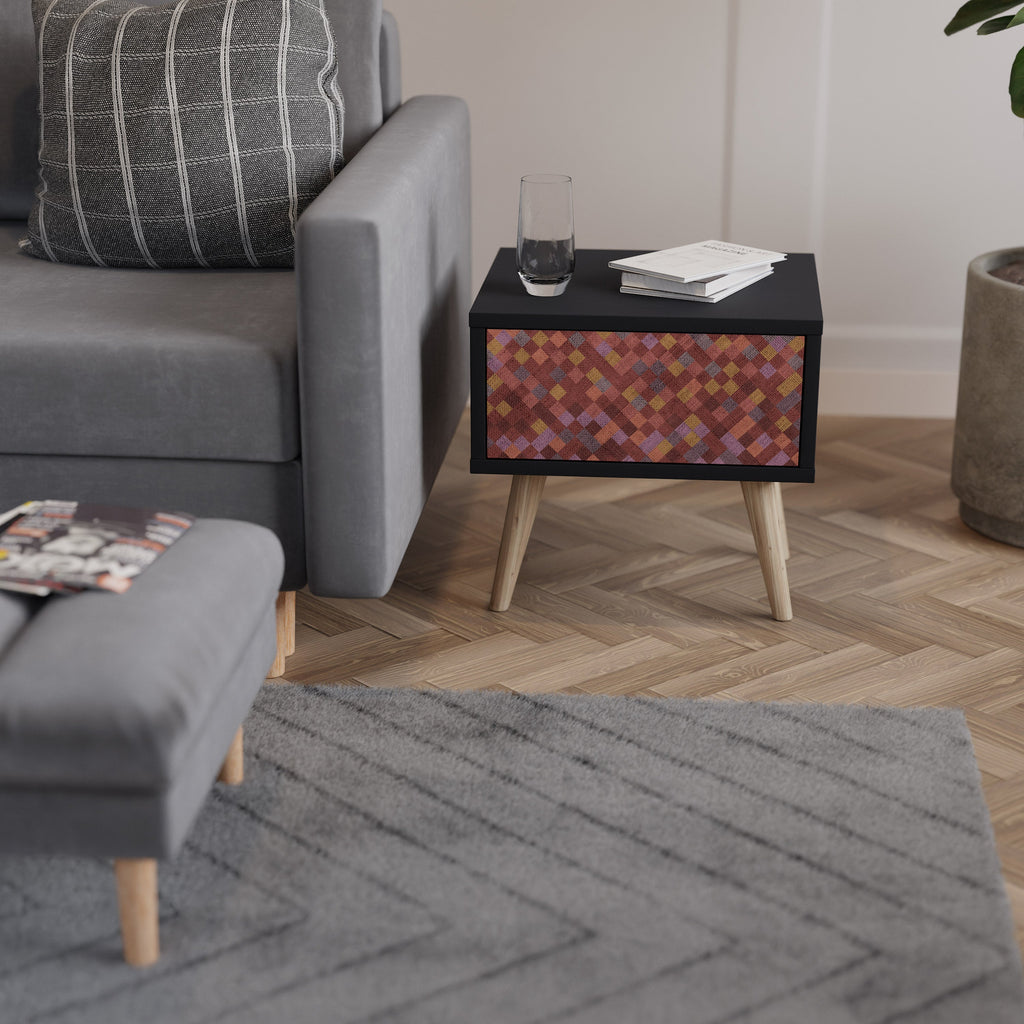 Table de chevet PAINTED SQUARES en finition noire