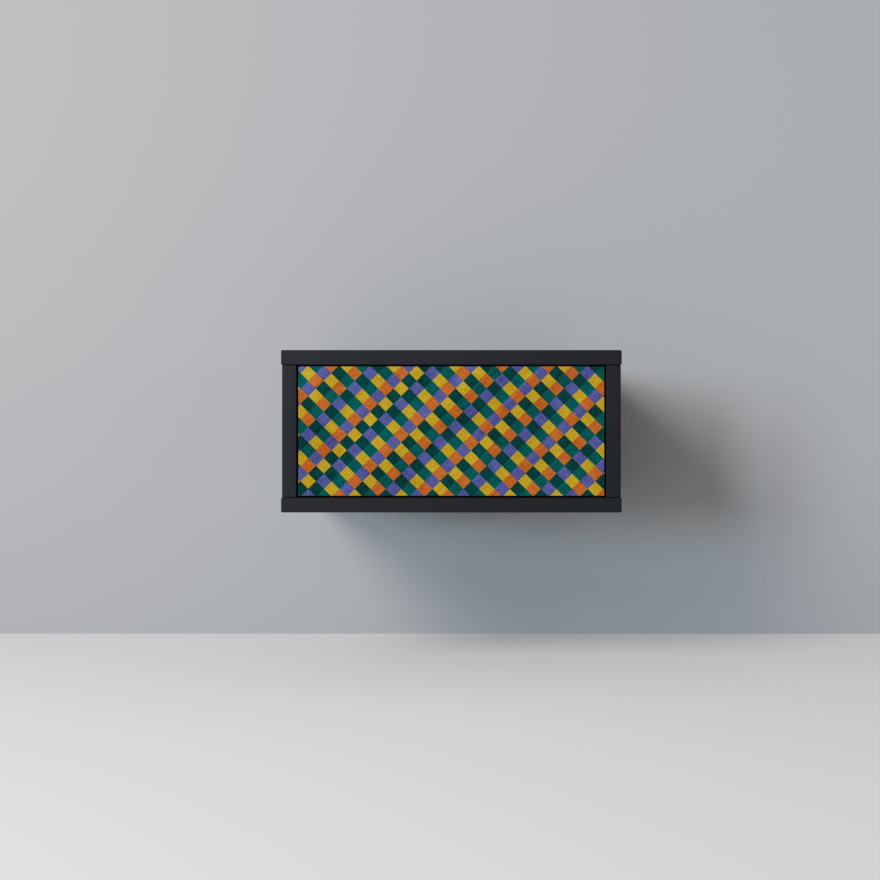 Table de chevet PAINTED SQUARES MIX en finition noire