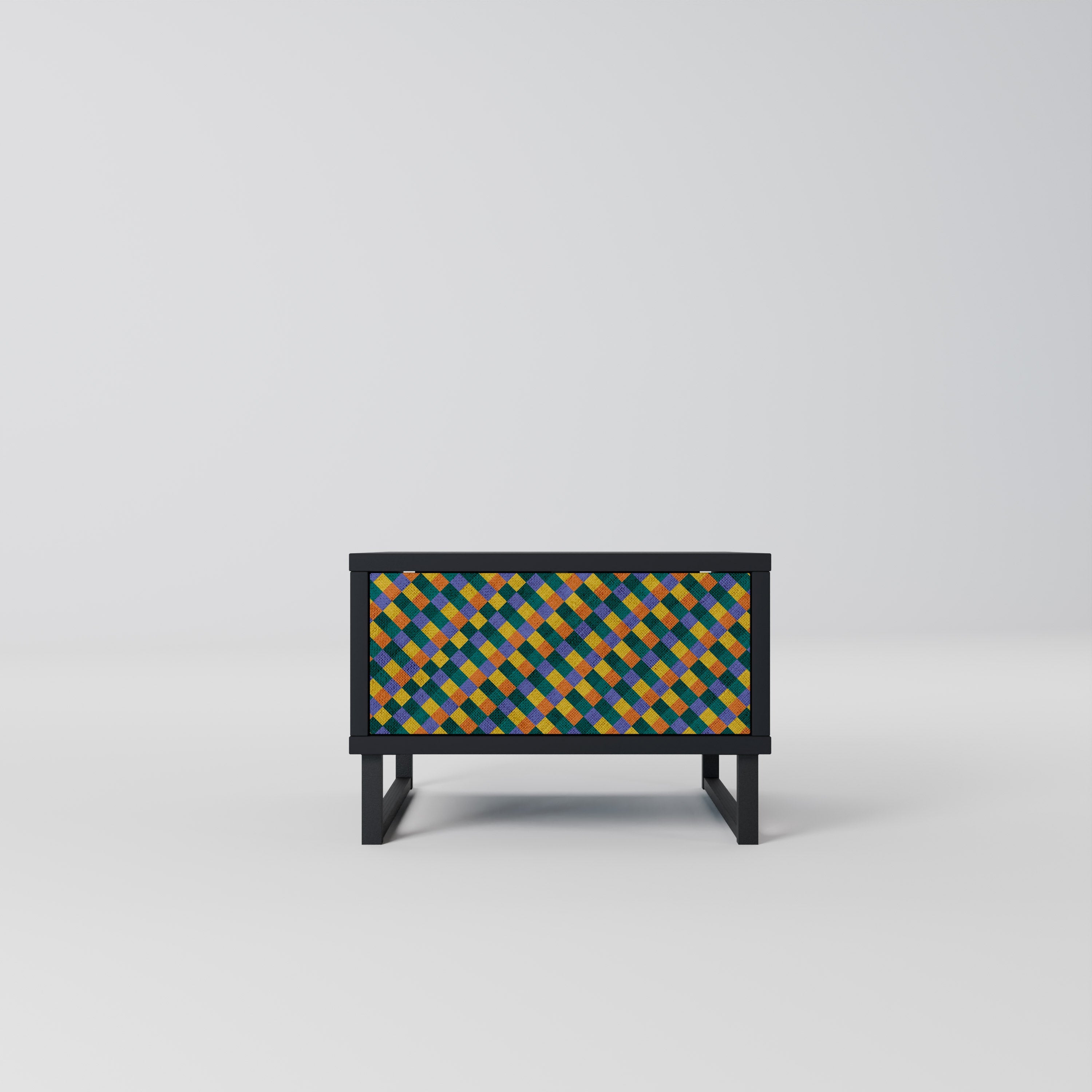 Table de chevet PAINTED SQUARES MIX en finition noire