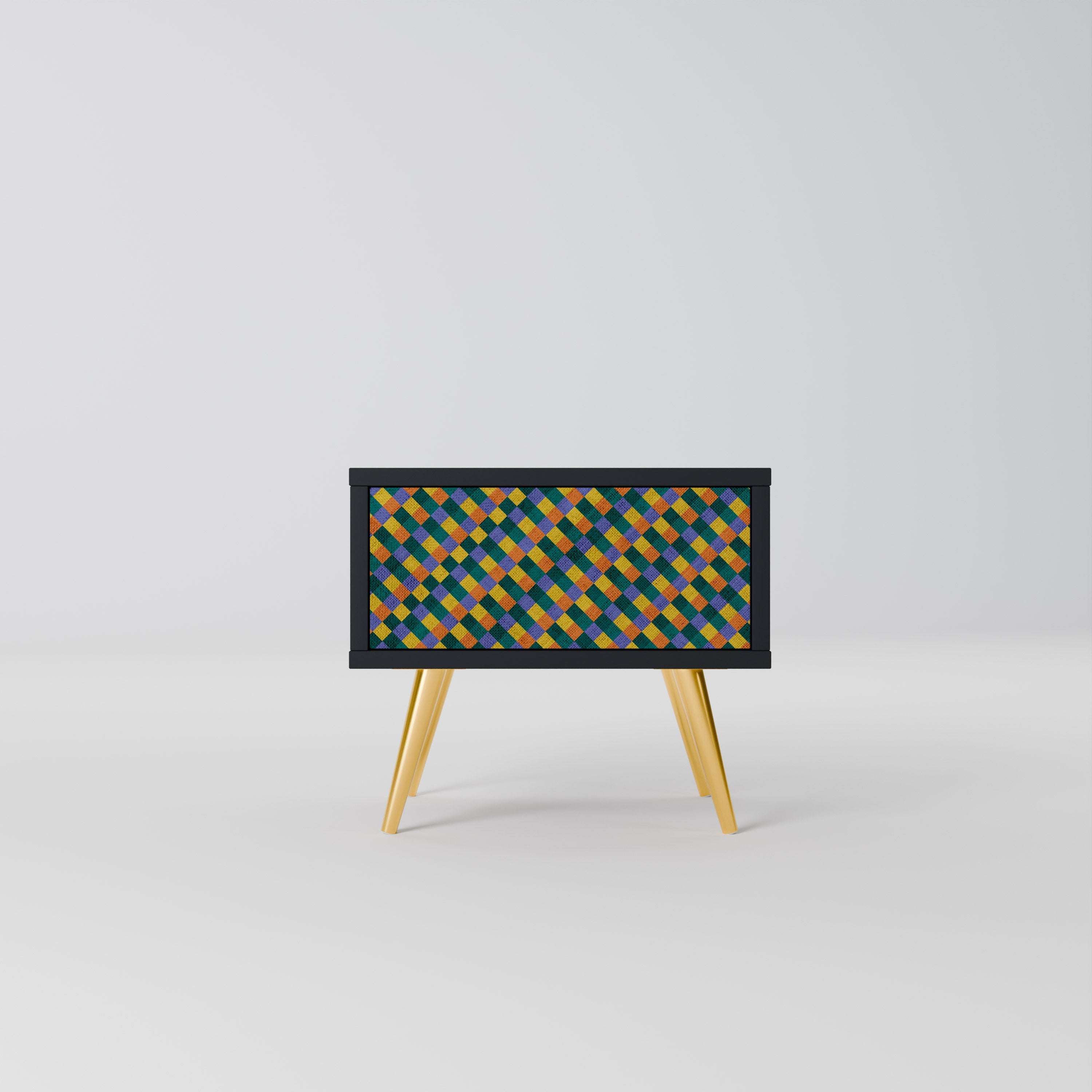 Table de chevet PAINTED SQUARES MIX en finition noire