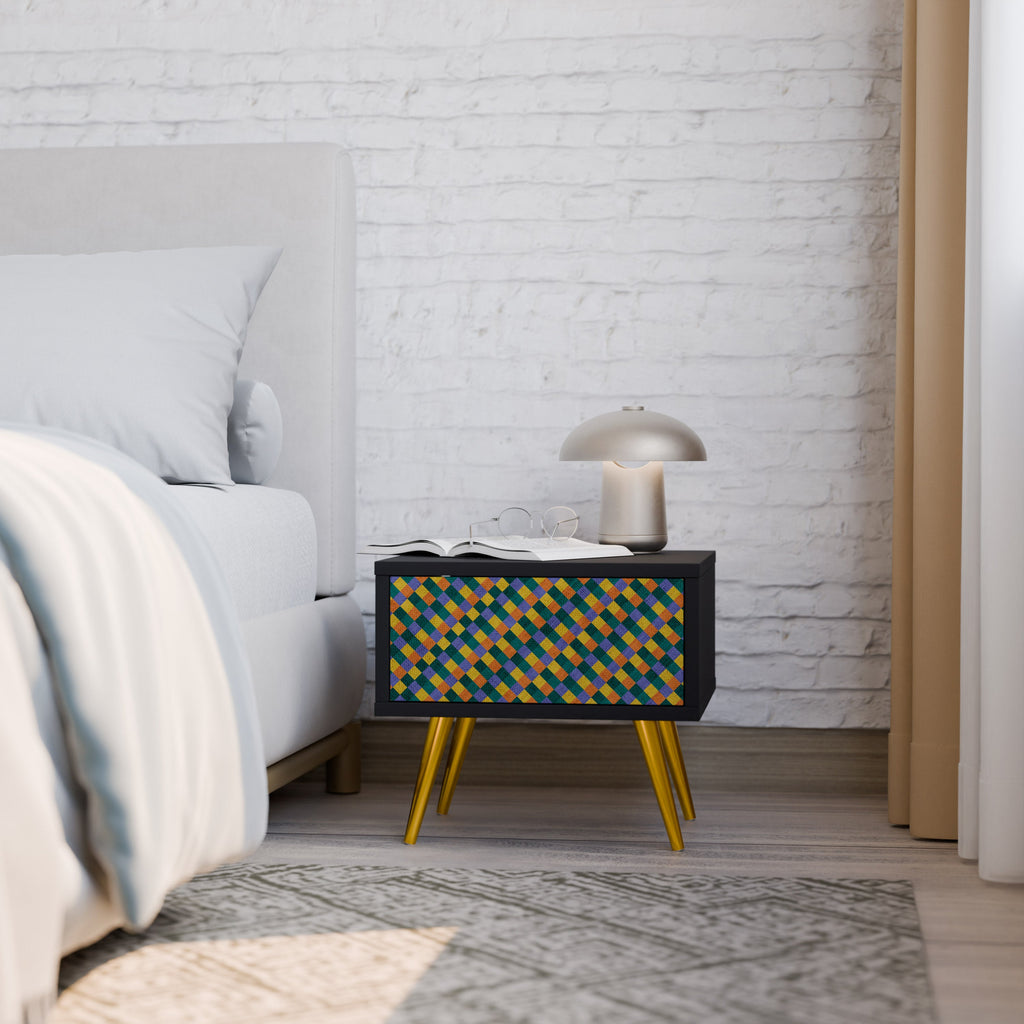 Table de chevet PAINTED SQUARES MIX en finition noire